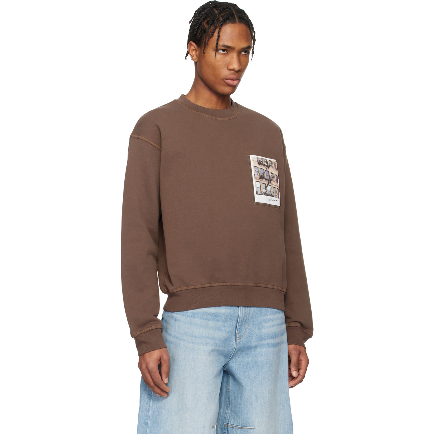  Helmut Lang Brown Brooklyn Postcard Sweatshirt 