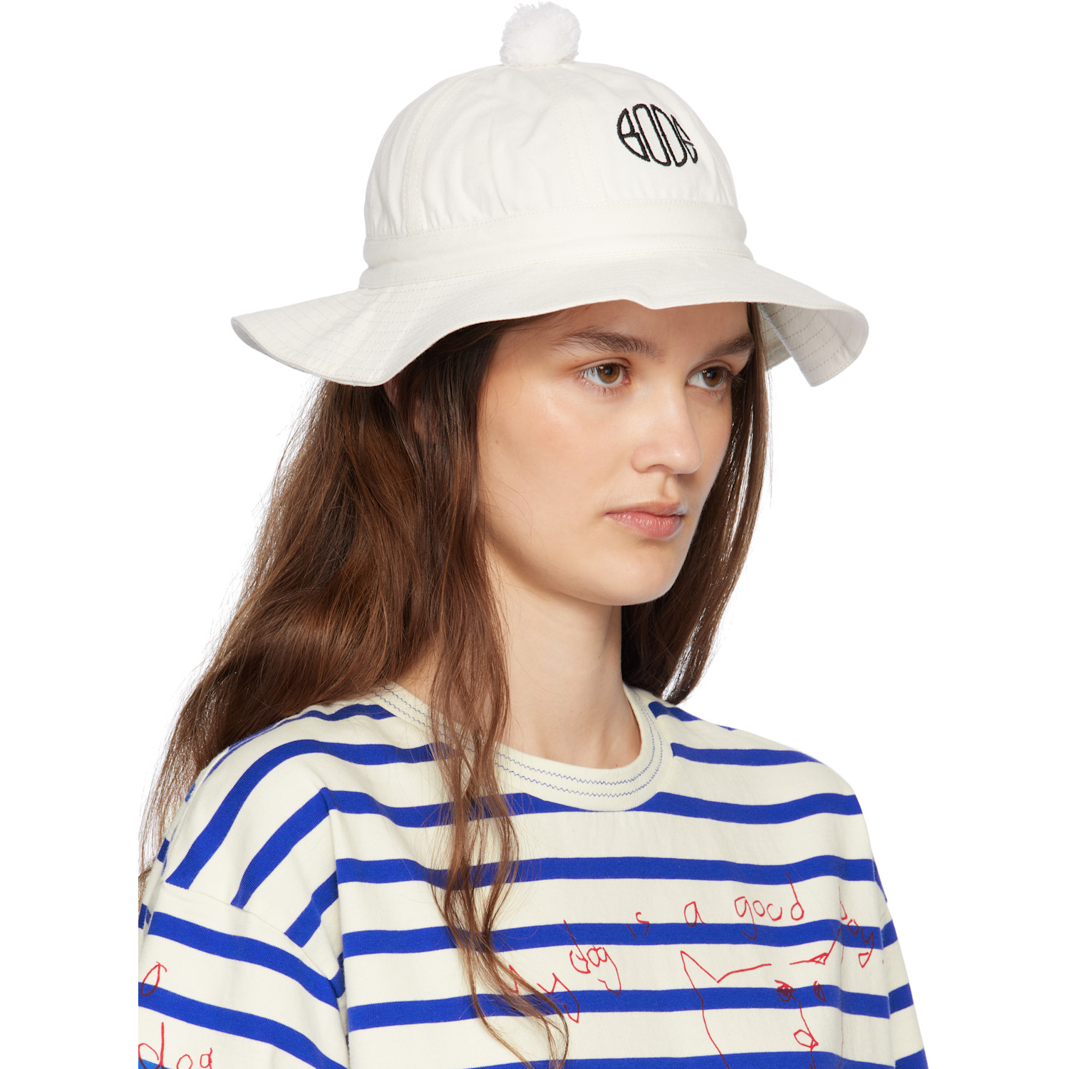  Bode White Paneled Grandfather Bucket Hat 