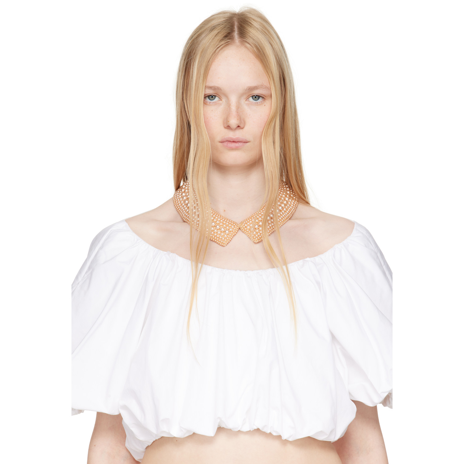  Bode Beige Pearl Collar Choker 