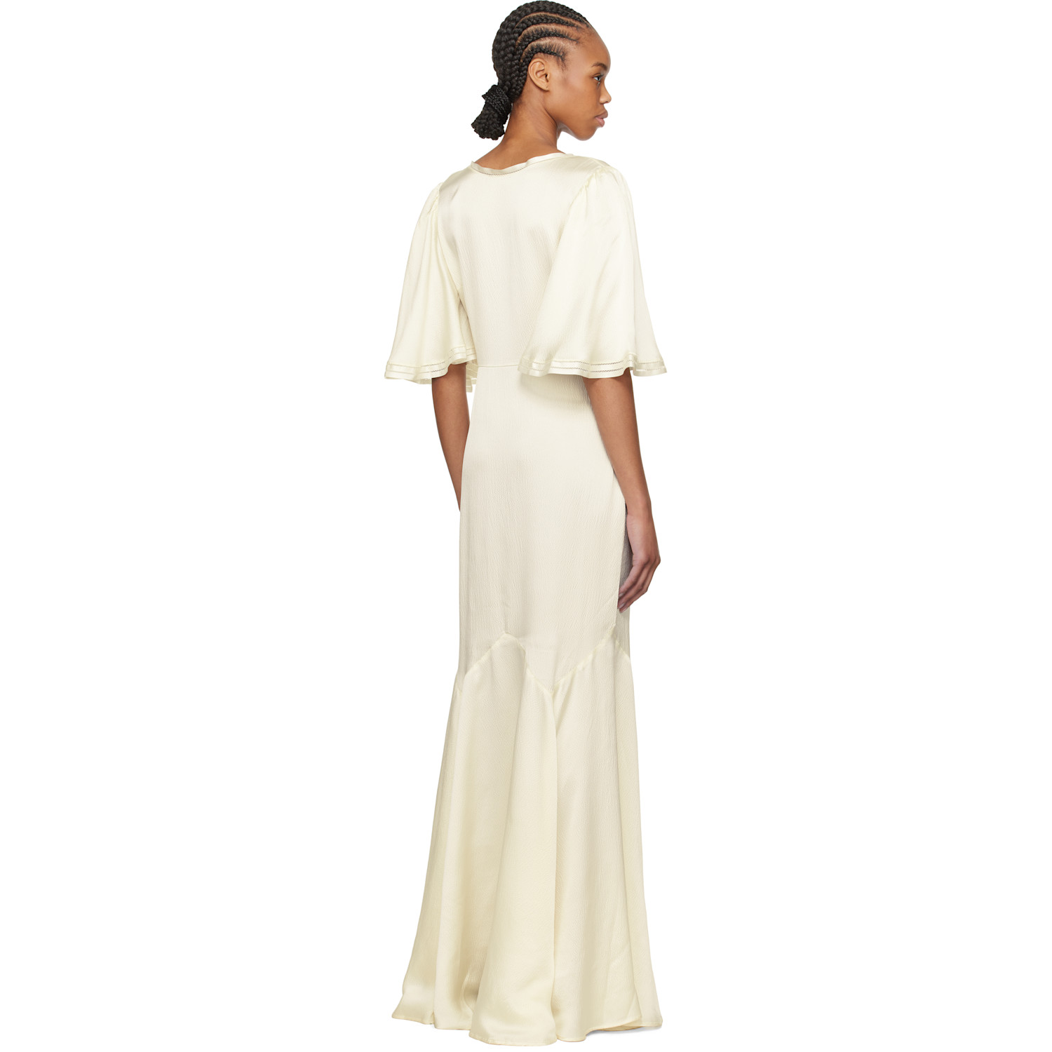  Bode Off-white Satin Claret Maxi Dress 