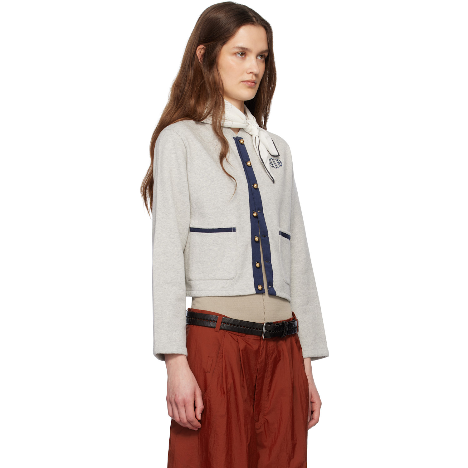  Bode Gray Heathered Cardigan 