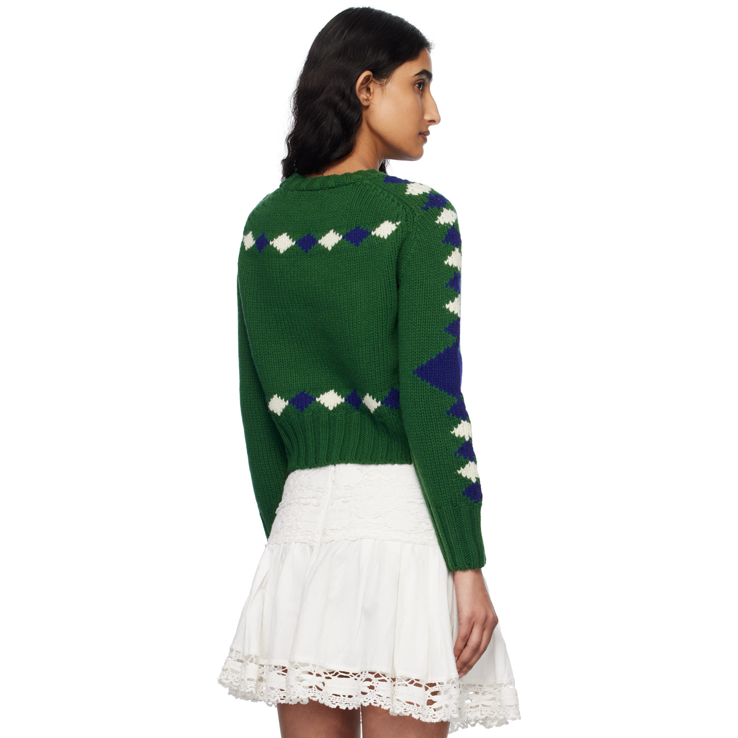  Bode Green Diamond Corral Sweater 