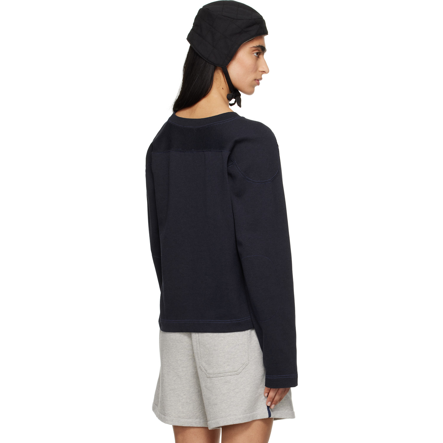  Bode Navy 'rec' Pullover Sweatshirt 