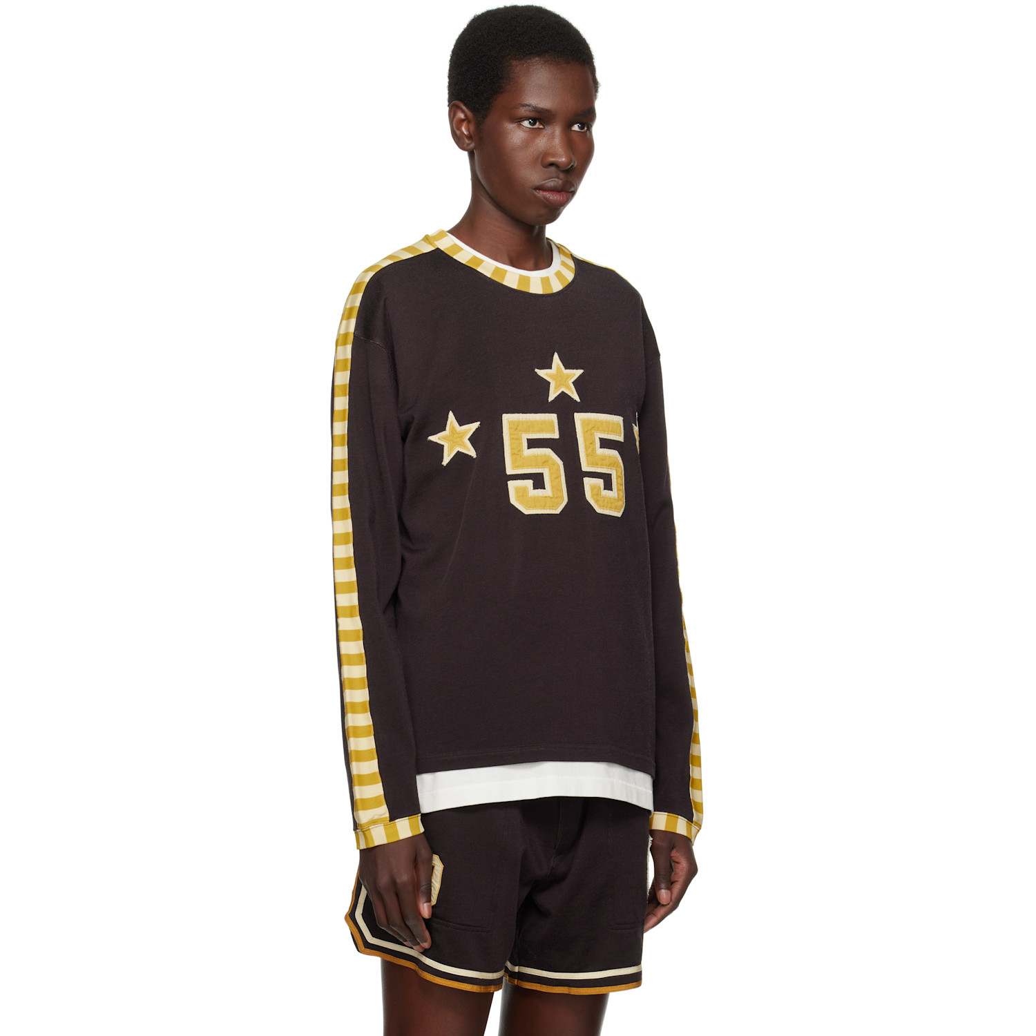  Bode Brown Medalist Appliqué Long Sleeve T-shirt 