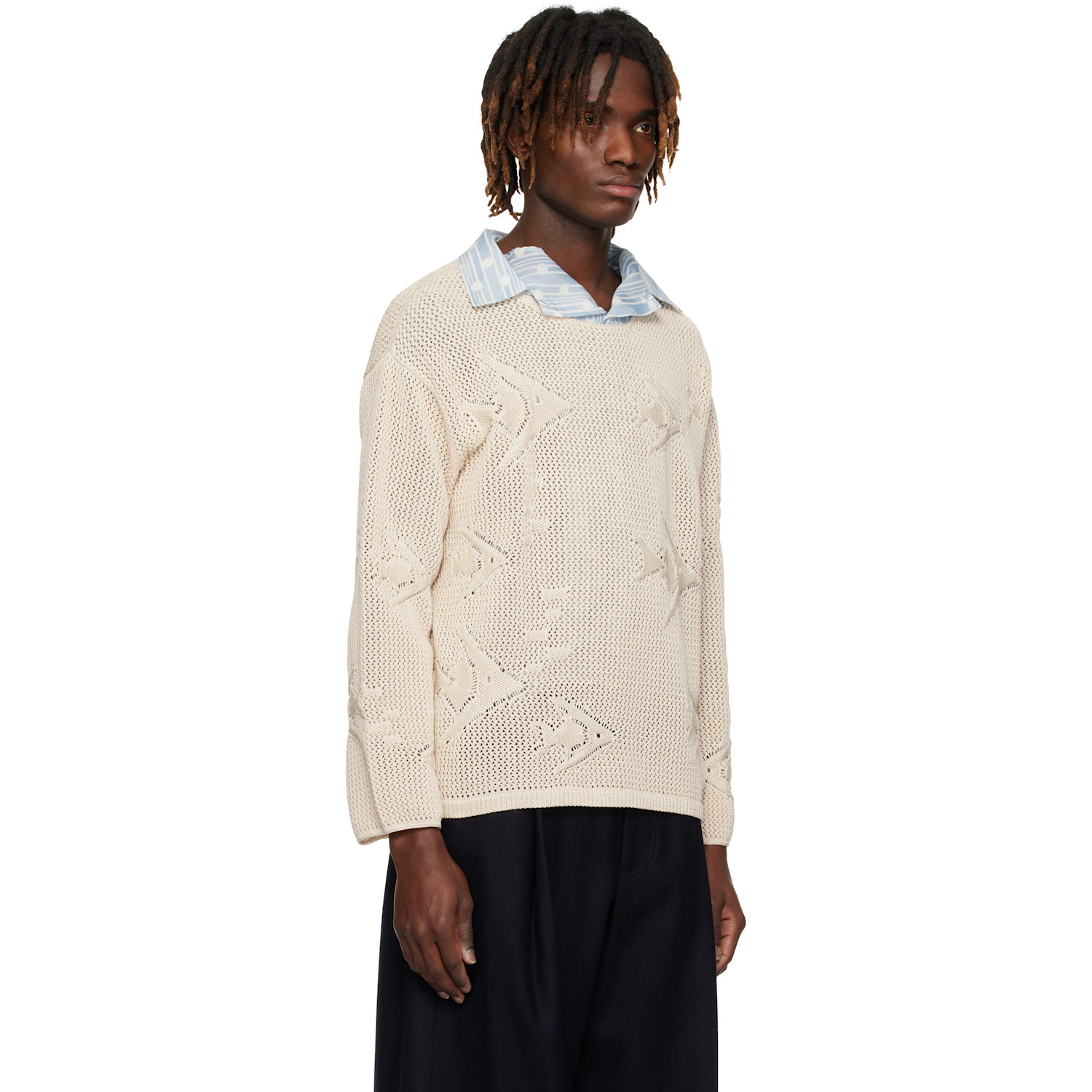  Bode Beige Angel Fish Sweater 
