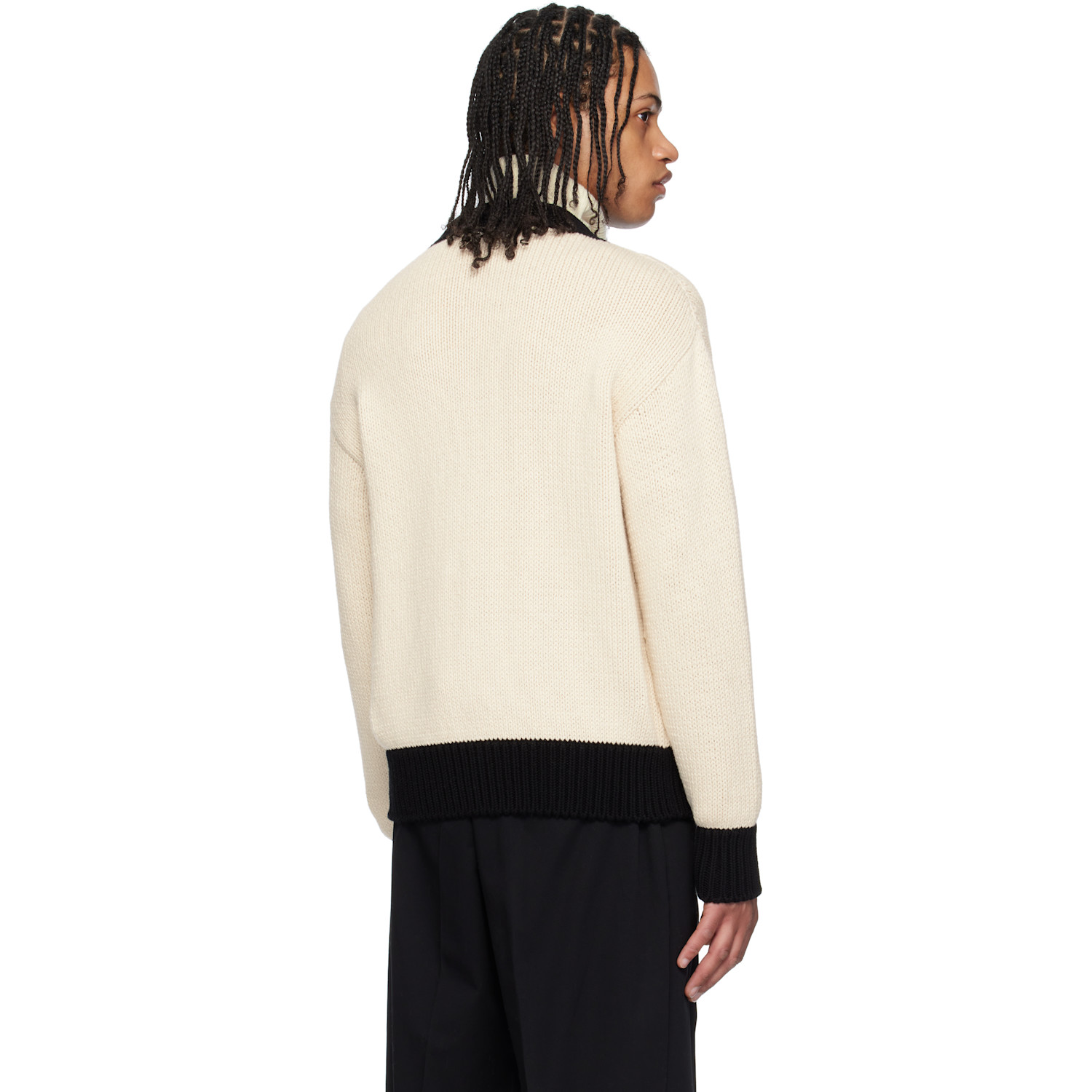  Moncler Genius Cardigan Blanc Cassé En Coton à Logo Et Texte Brodés - Moncler X Frgmt Hiroshi Fujiwara 