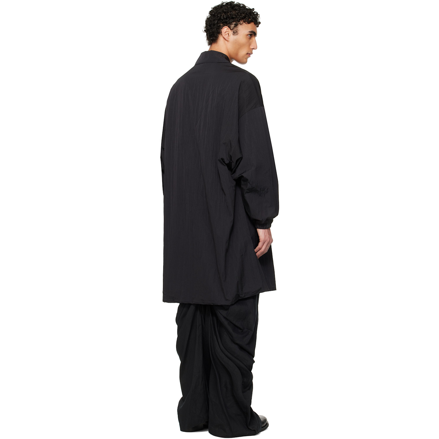  Fumito Ganryu Black Long Coach Coat 