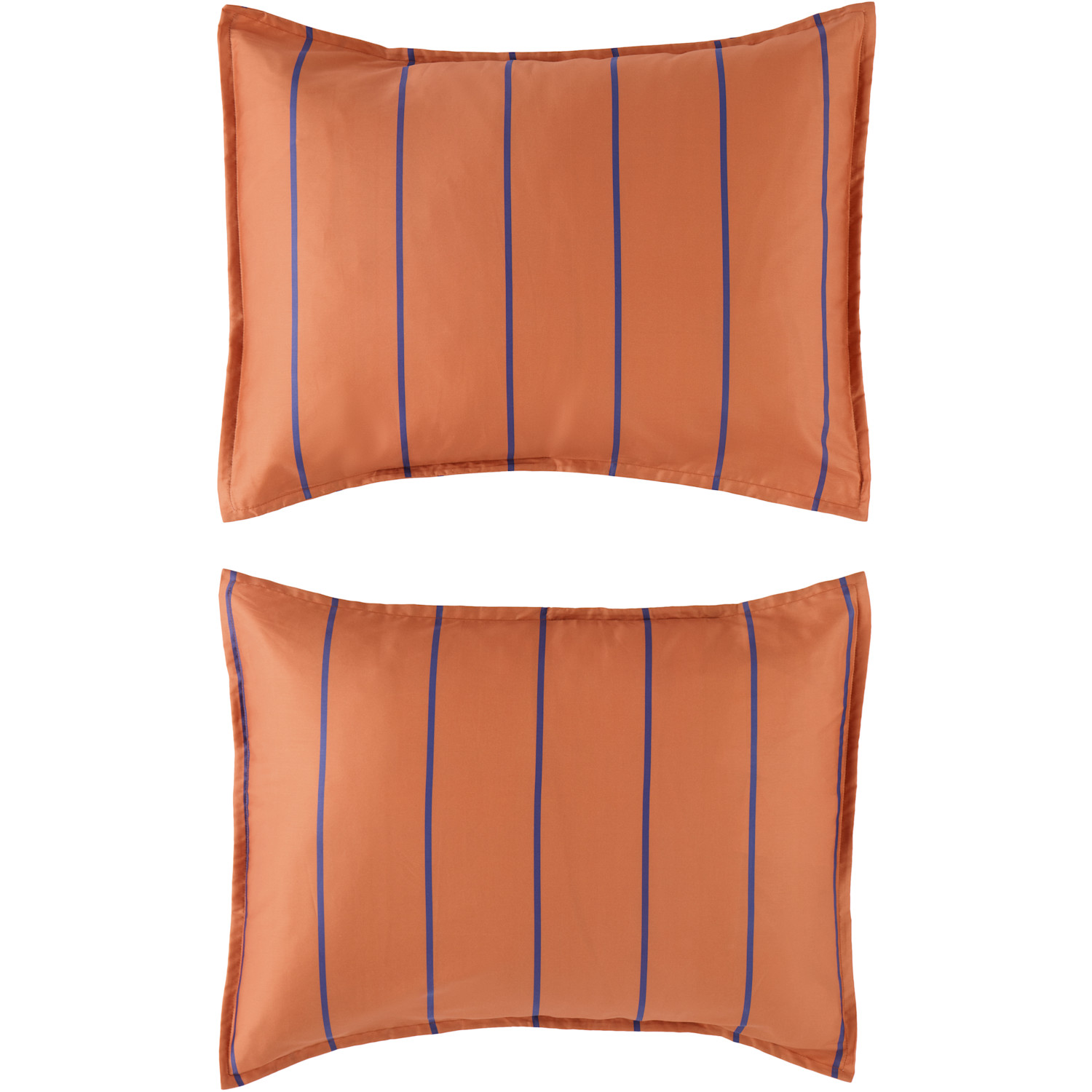  Dusen Dusen Ensemble De Couette Et Taies D'oreiller Terracotta Orange Et Mauve à Rayures, Grand Lit 