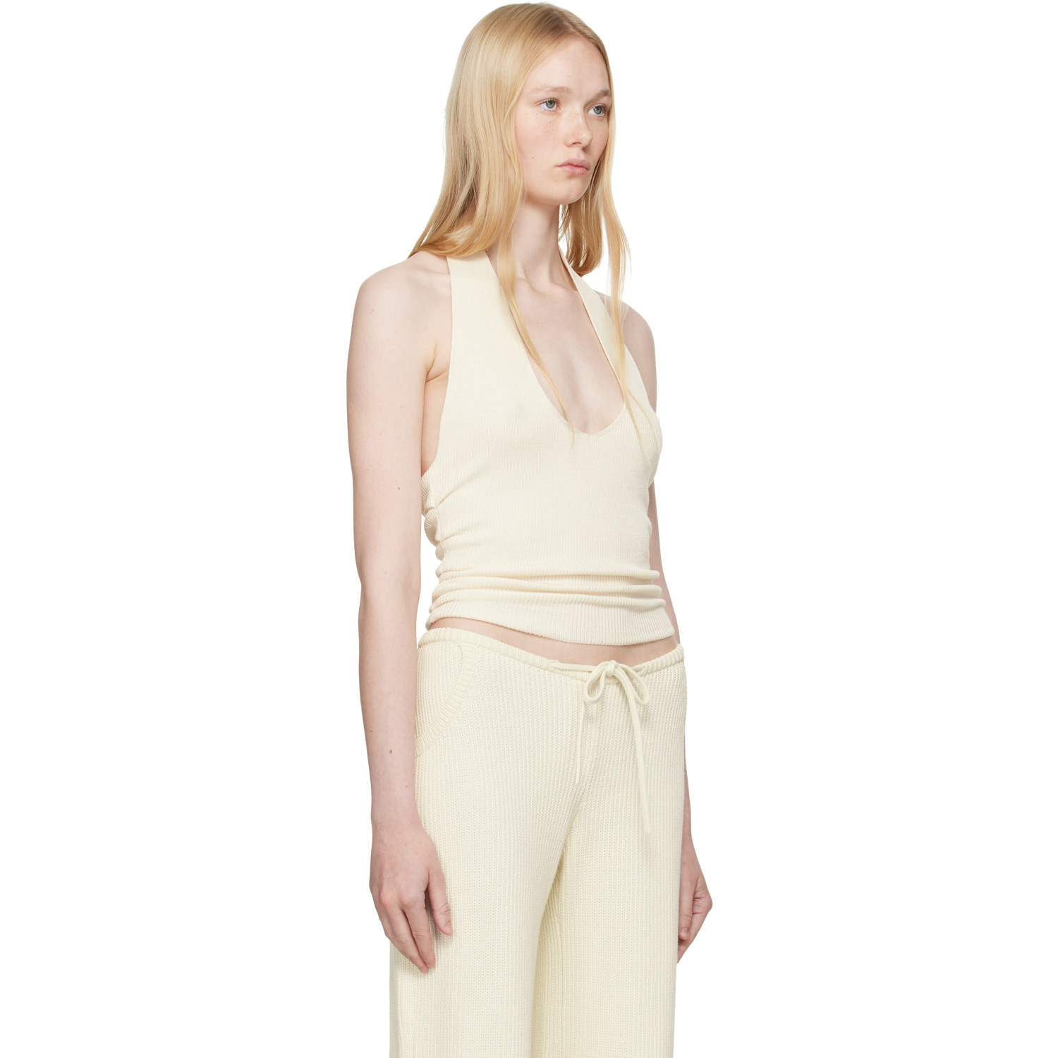  Aya Muse Off-white Knit Halter Top 