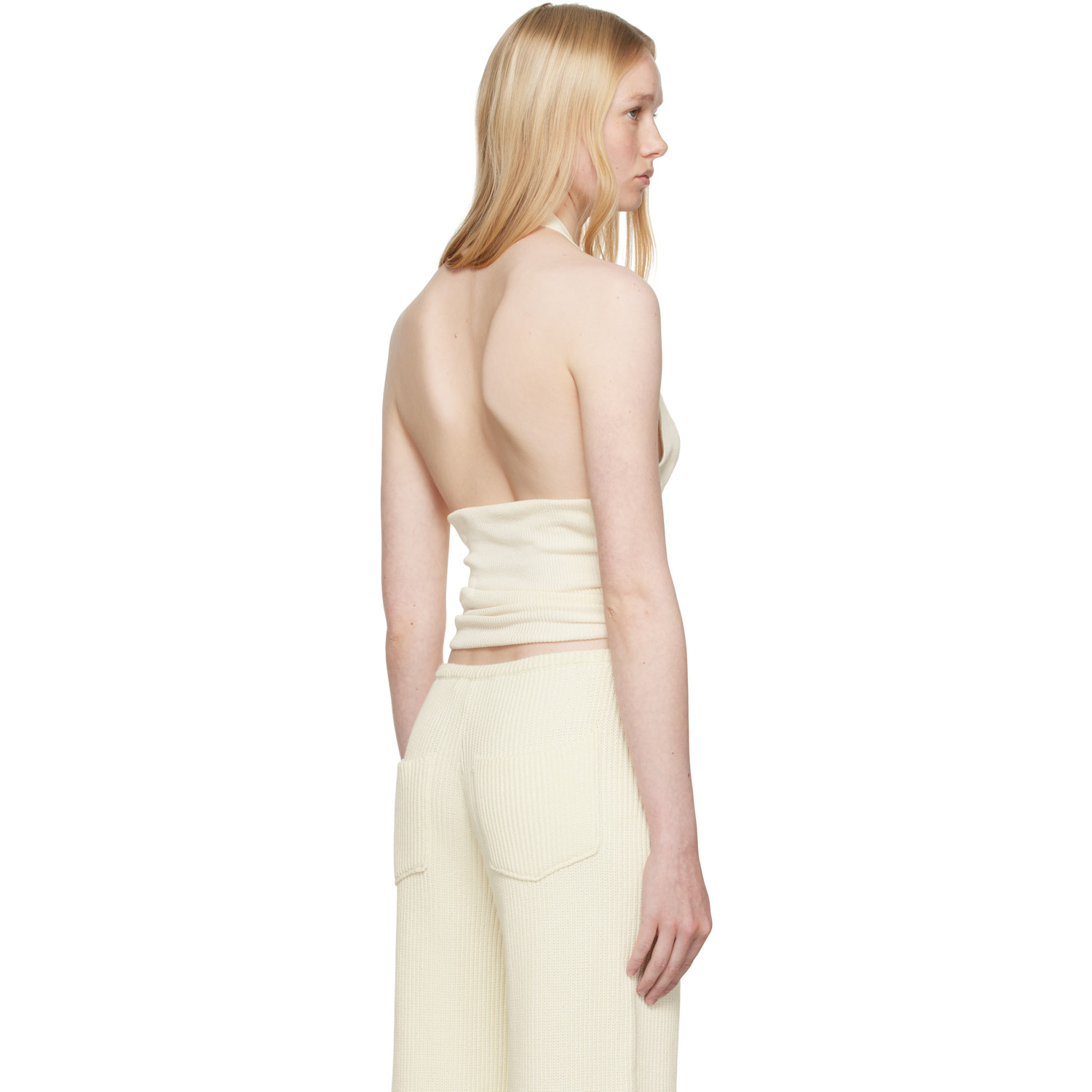  Aya Muse Off-white Knit Halter Top 