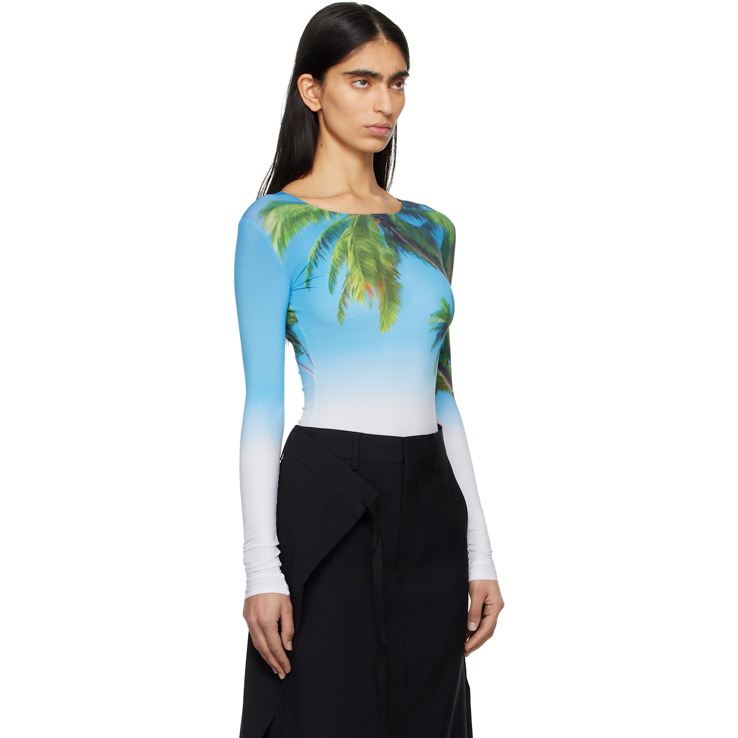  Mm6 Maison Margiela Blue Archive Print Bodysuit 