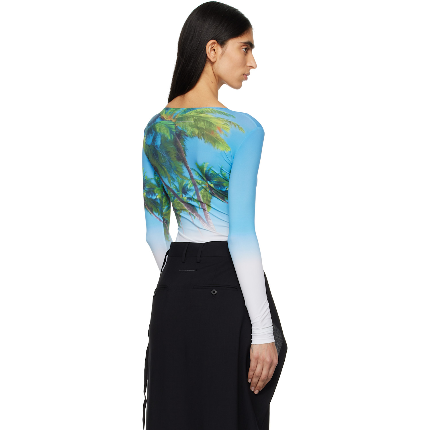  Mm6 Maison Margiela Blue Archive Print Bodysuit 