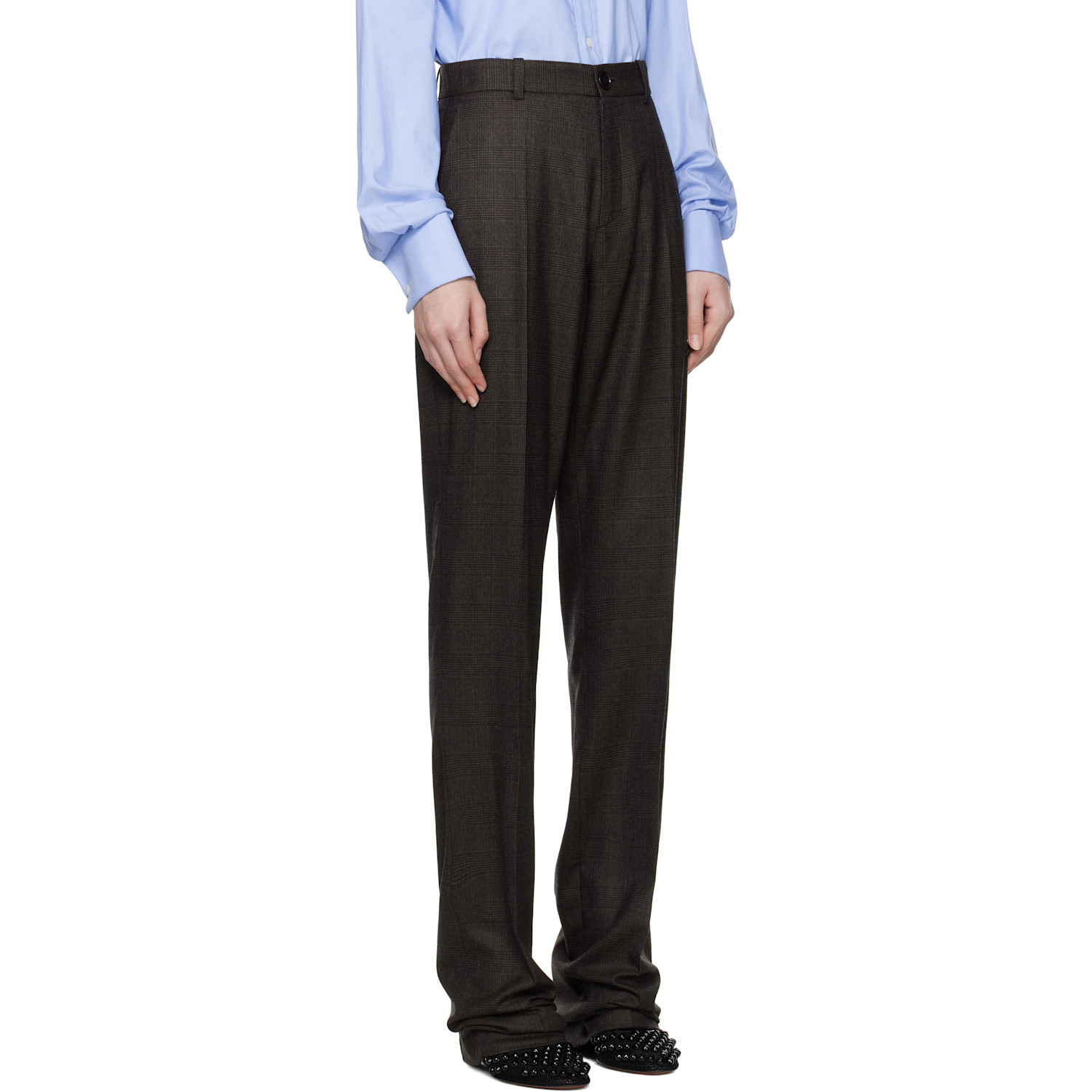  Marie Adam-leenaerdt Brown Classic Slim Wool Trousers 