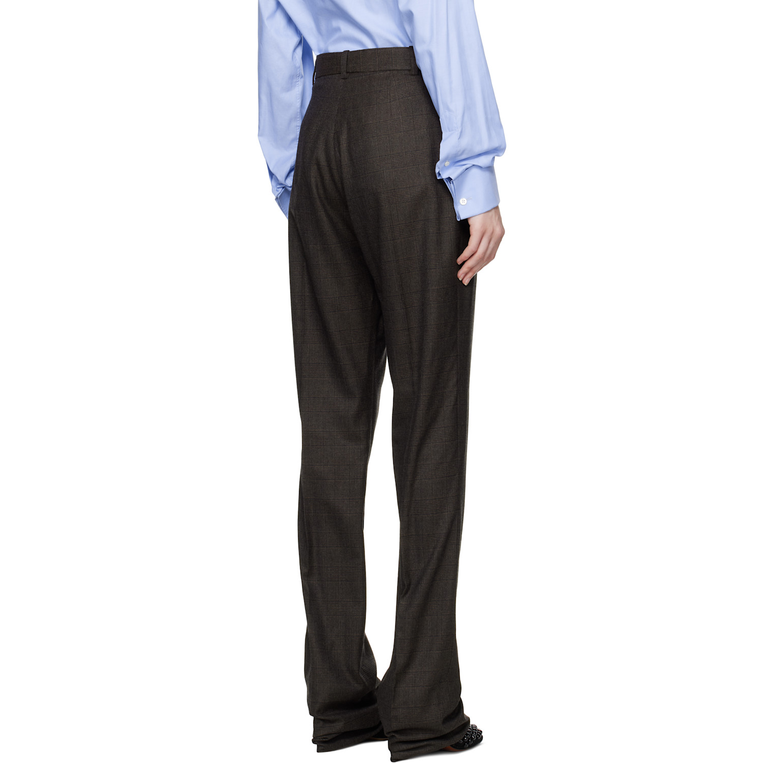  Marie Adam-leenaerdt Brown Classic Slim Wool Trousers 