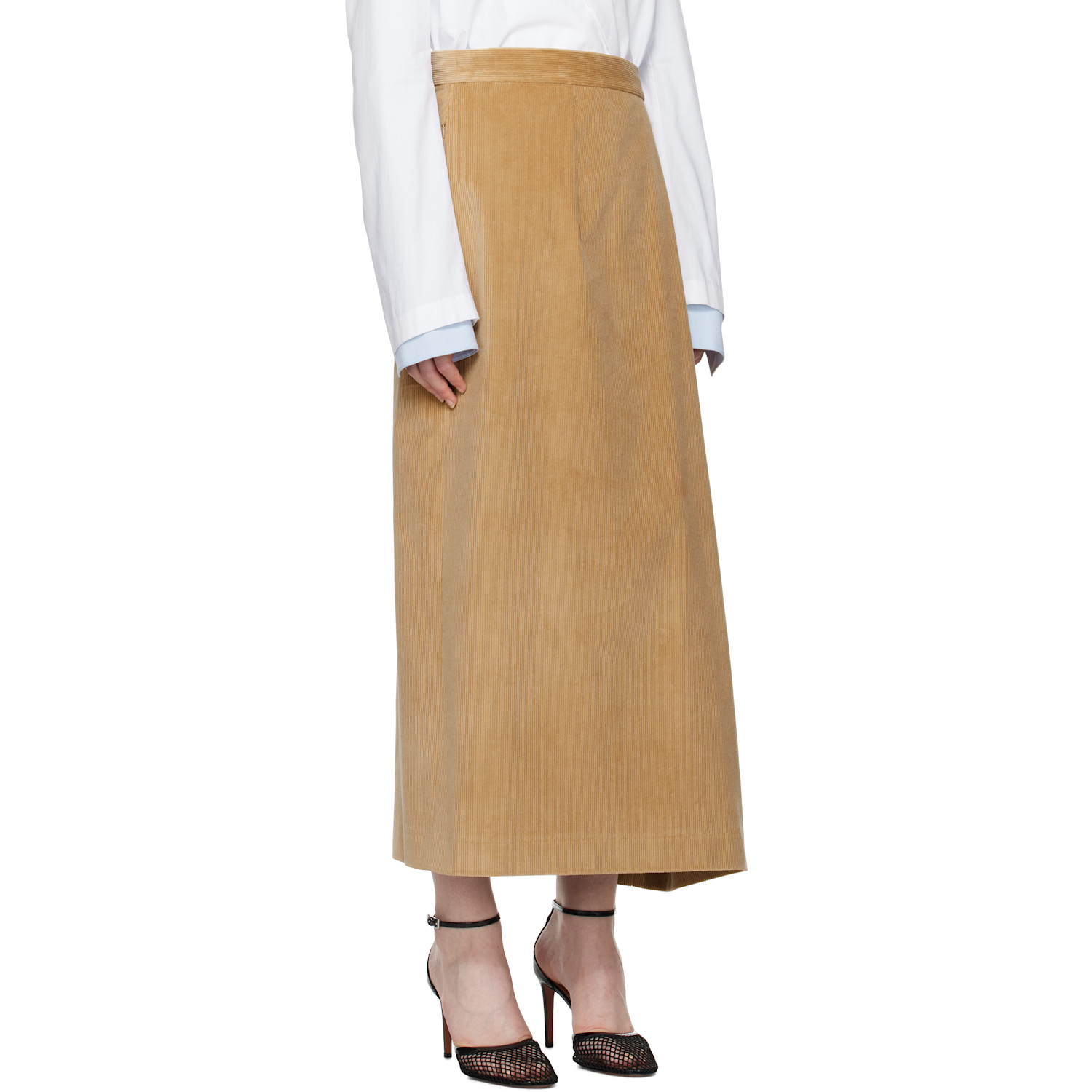  Marie Adam-leenaerdt Beige Oversized Straight Midi Skirt 