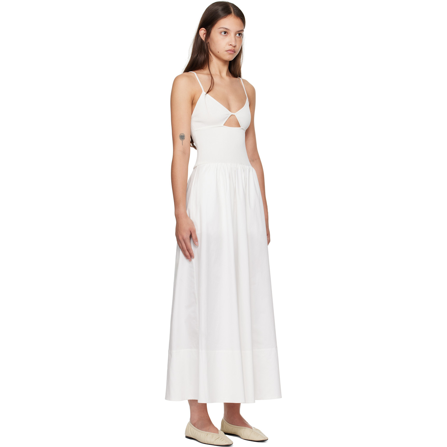  St. Agni White Knit Cami Midi Dress 