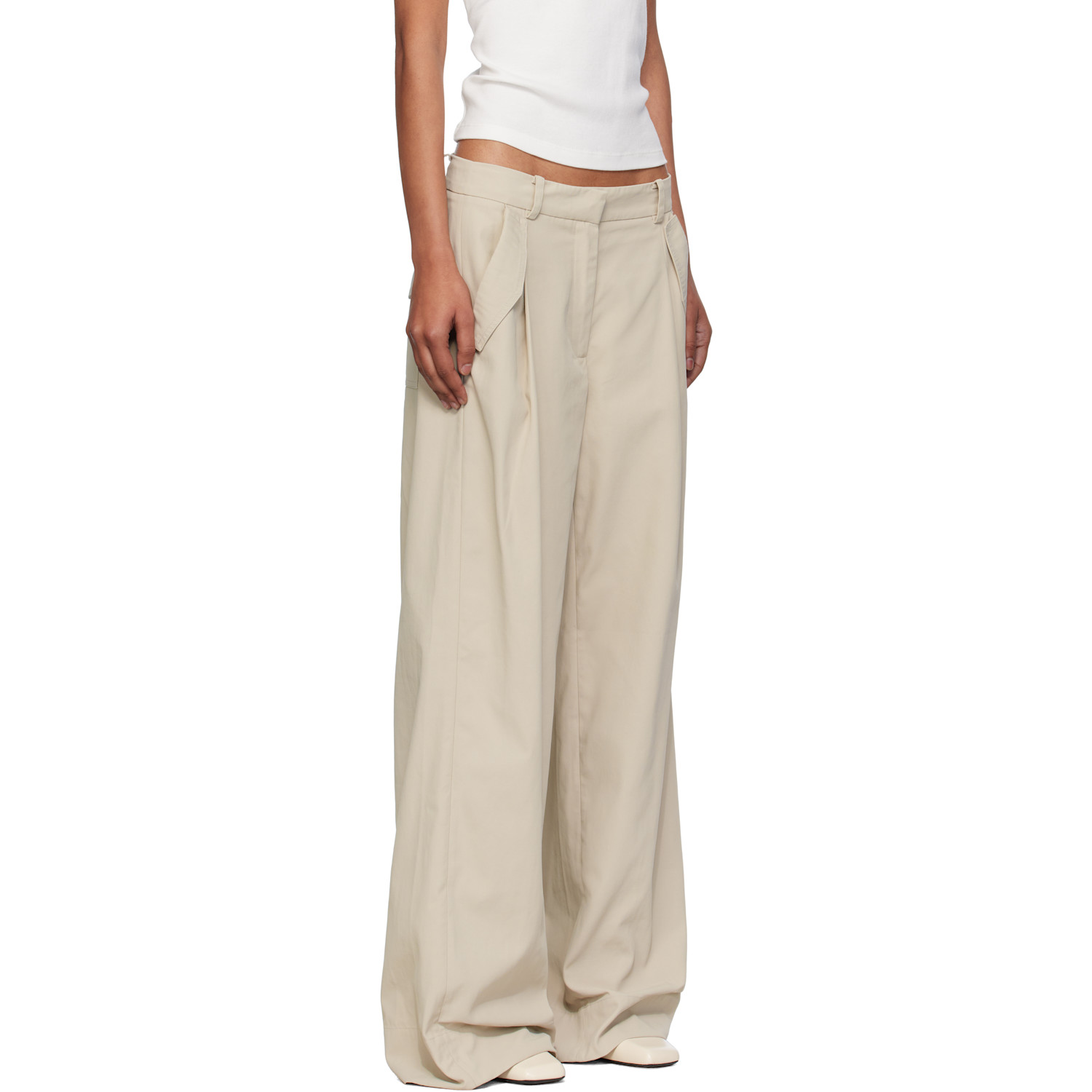  St. Agni Beige Utility Pleat Trousers 
