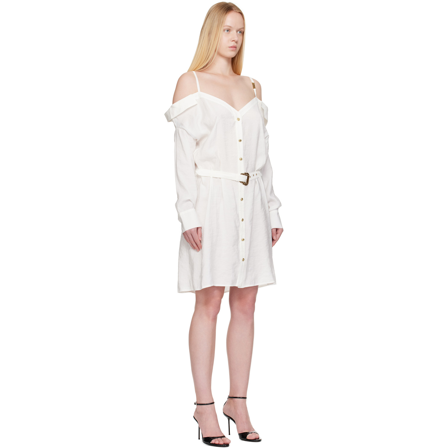  Versace Jeans Couture White Off-the-shoulder Minidress 