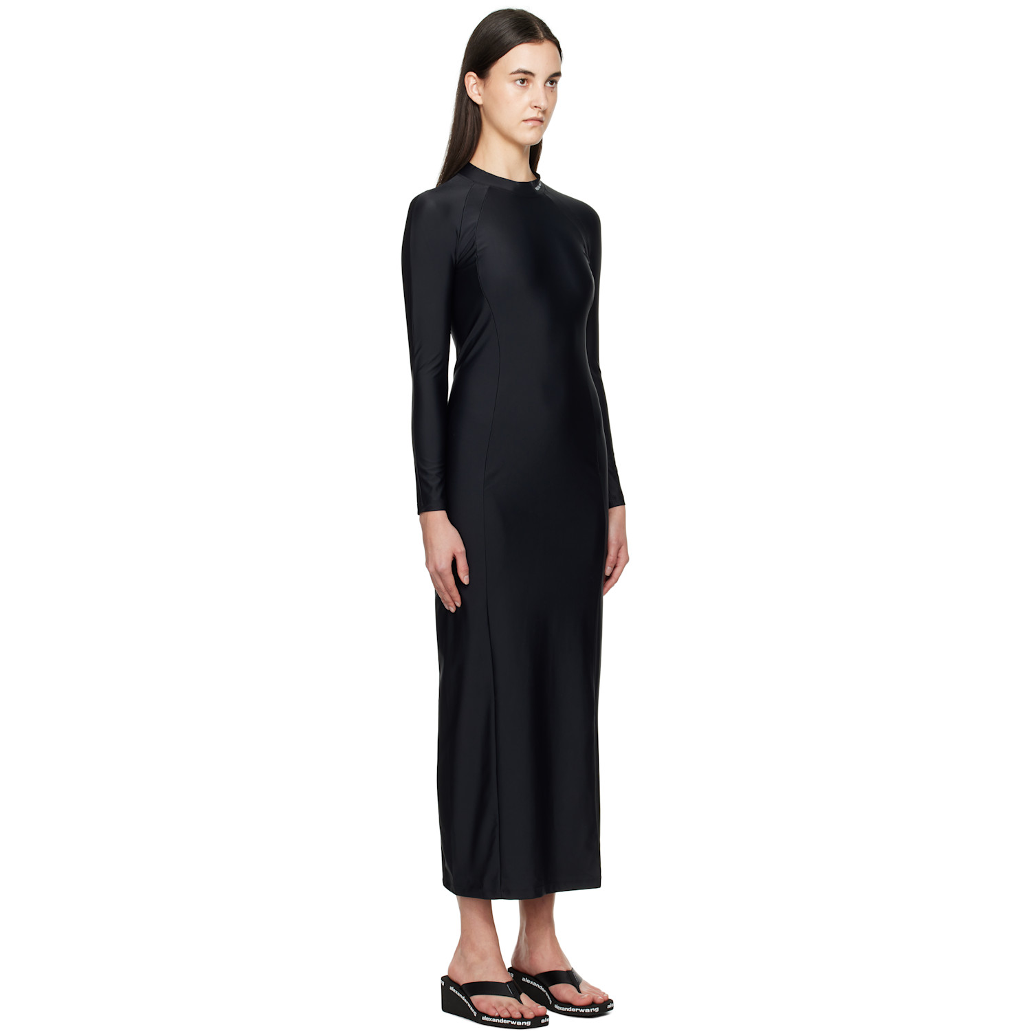  Alexanderwang.t Black Rashguard L/s Maxi Dress 