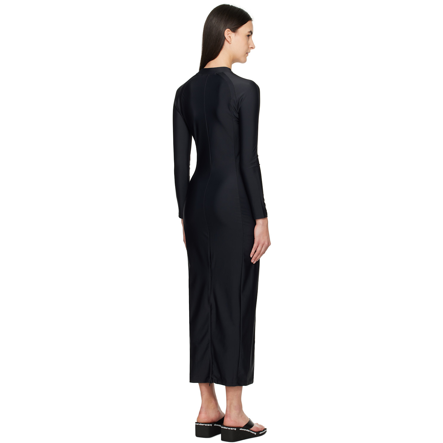  Alexanderwang.t Black Rashguard L/s Maxi Dress 