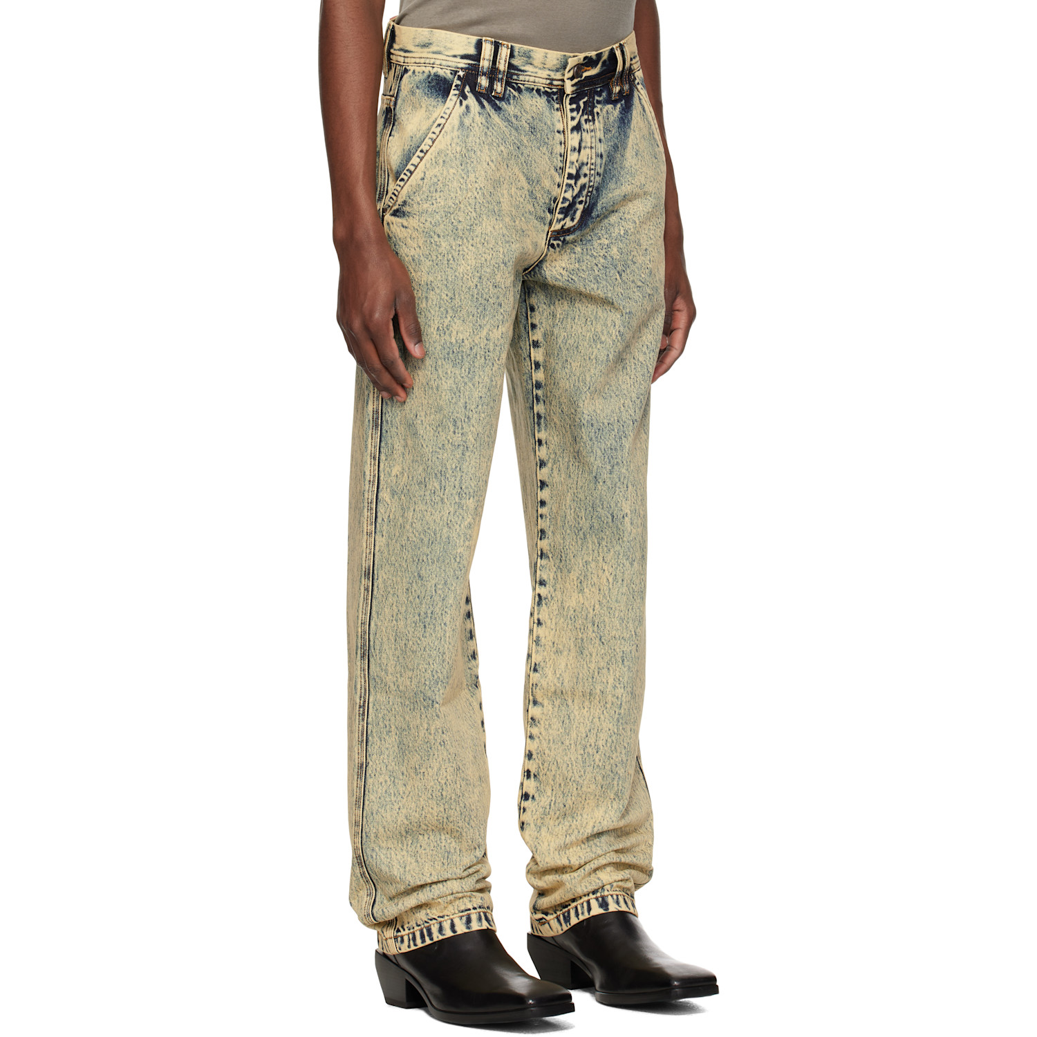  Kusikohc Navy & Beige Washed Jeans 