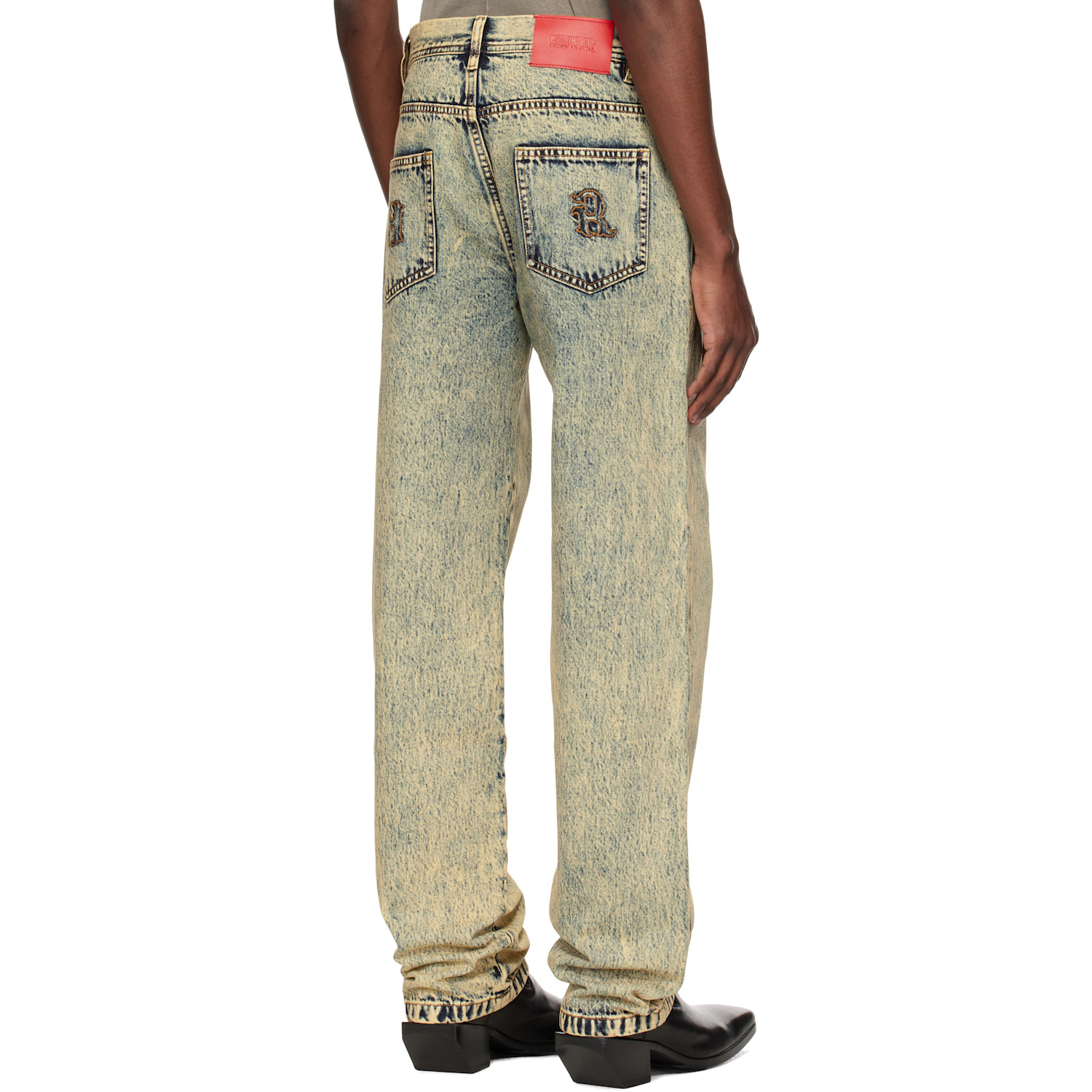  Kusikohc Navy & Beige Washed Jeans 