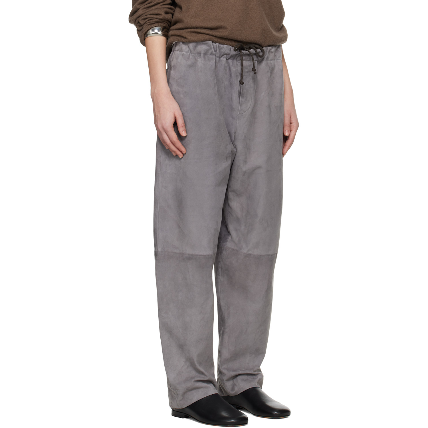  Meta Campania Collective Gray Ed Unlined Drawstring Lamb Suede Trousers 