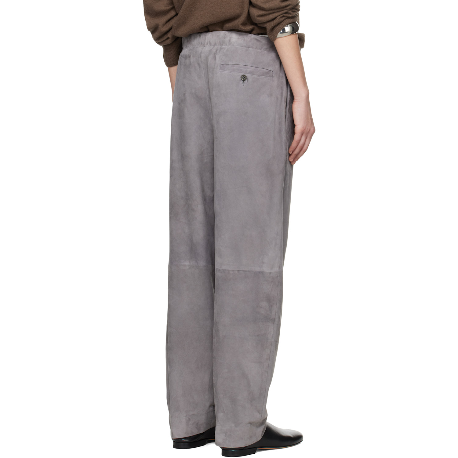  Meta Campania Collective Gray Ed Unlined Drawstring Lamb Suede Trousers 