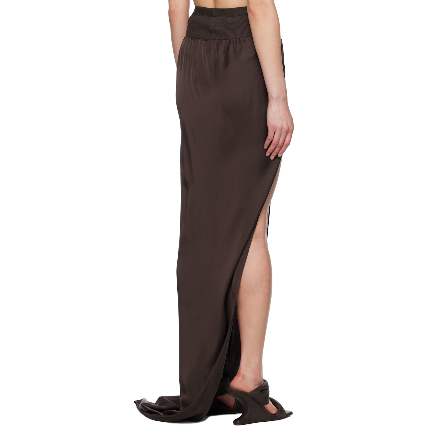  Rick Owens Brown Hollywood Slit Maxi Skirt 
