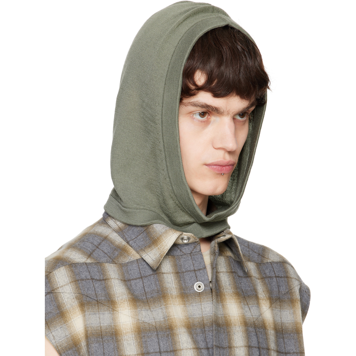  Rick Owens Green Hollywood Cashmere Hood 