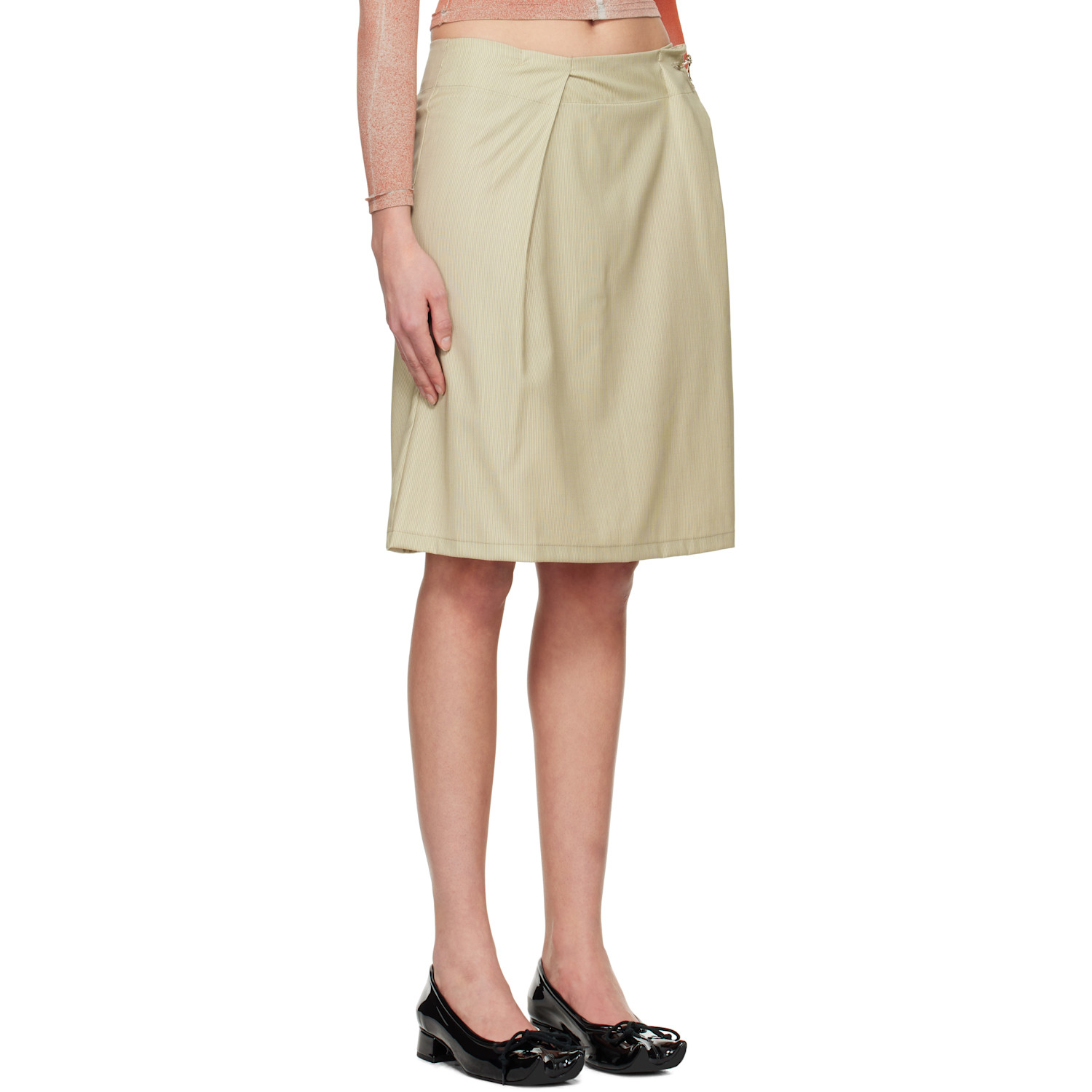  Serapis Beige Jewel Rudder Midi Skirt 