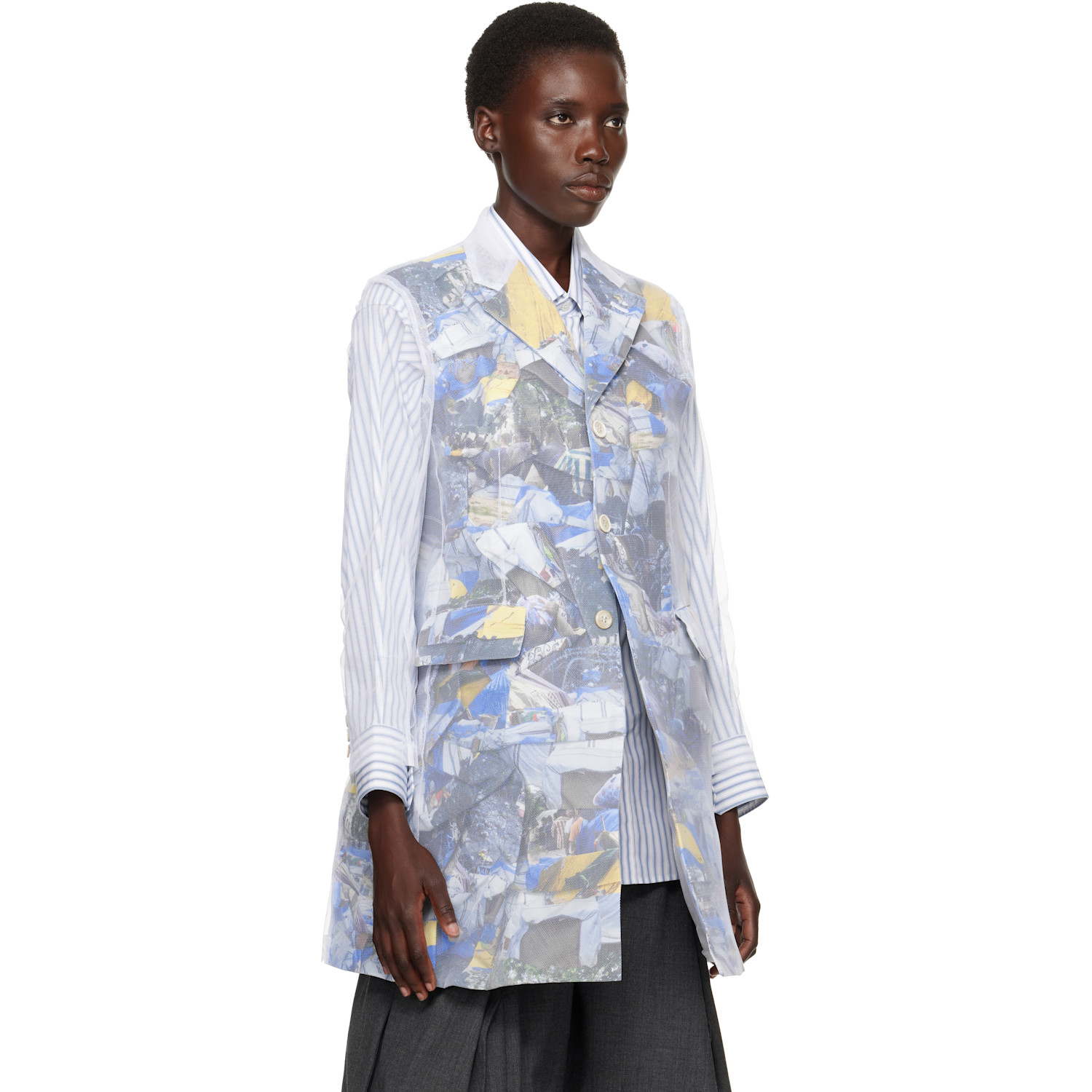  Comme Des Garçons White & Multicolor Layered Jacket 
