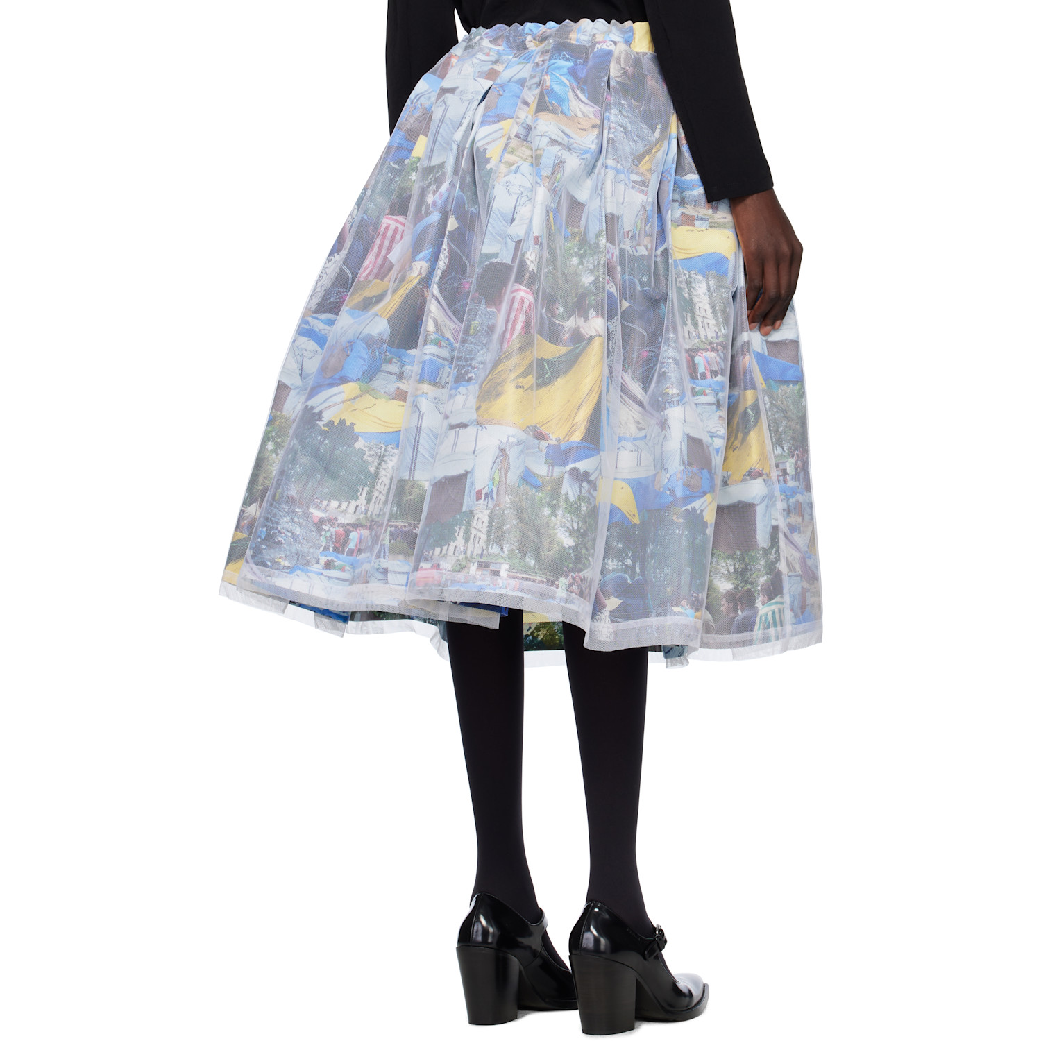  Comme Des Garçons Multicolor Nylon Tulle & Paper Midi Skirt 