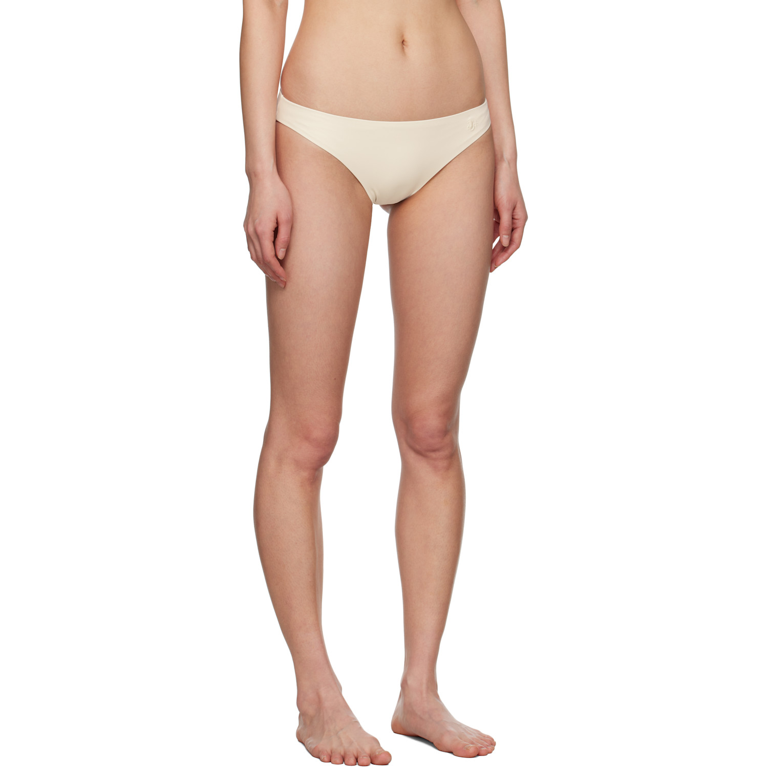  Jil Sander Beige Embroidered Logo Bikini Bottom 