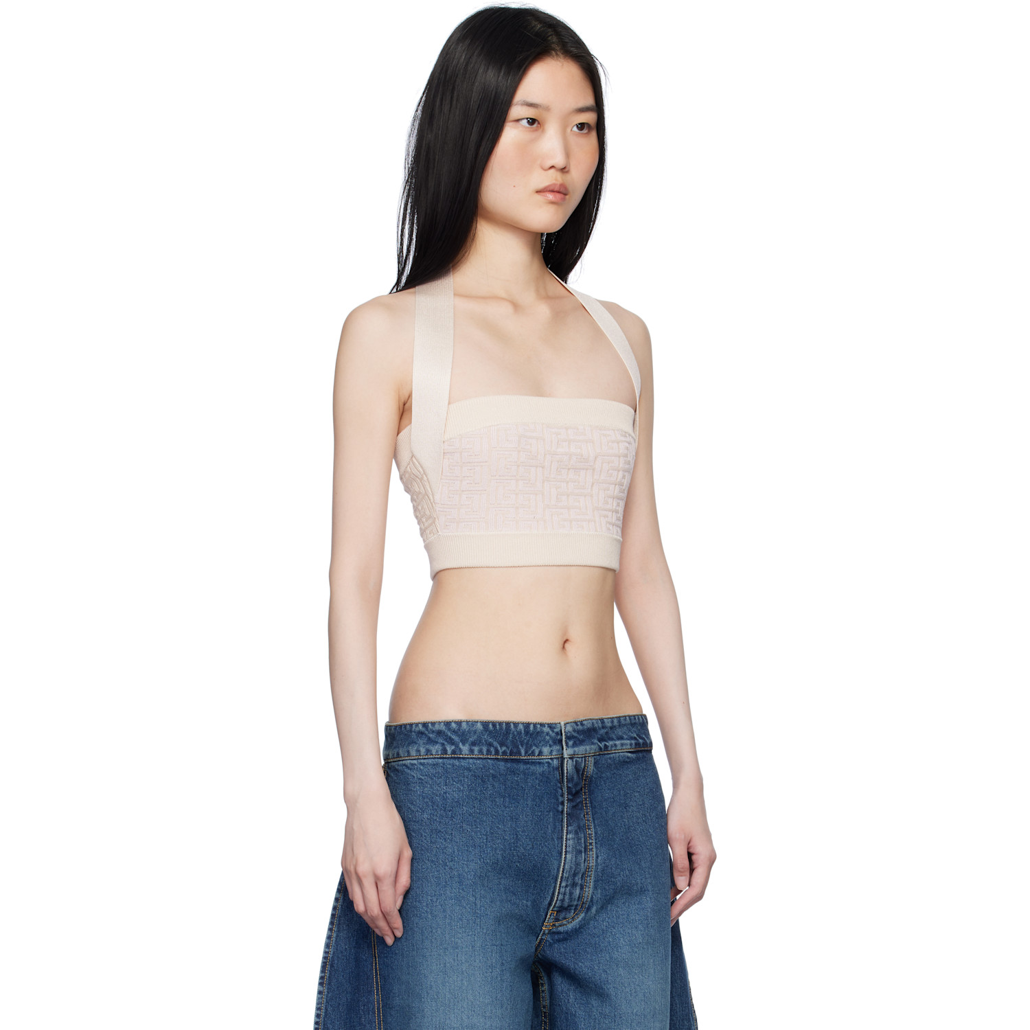  Balmain Beige Pb Labyrinth Monogram Tank Top 