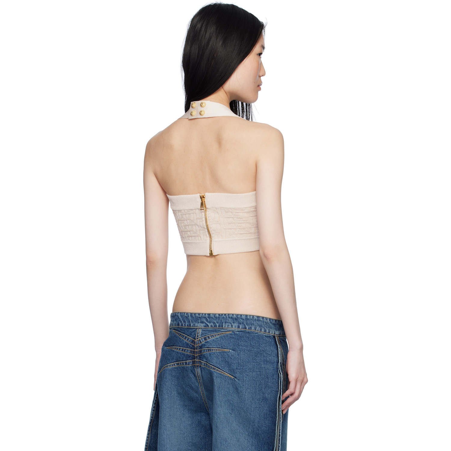  Balmain Beige Pb Labyrinth Monogram Tank Top 