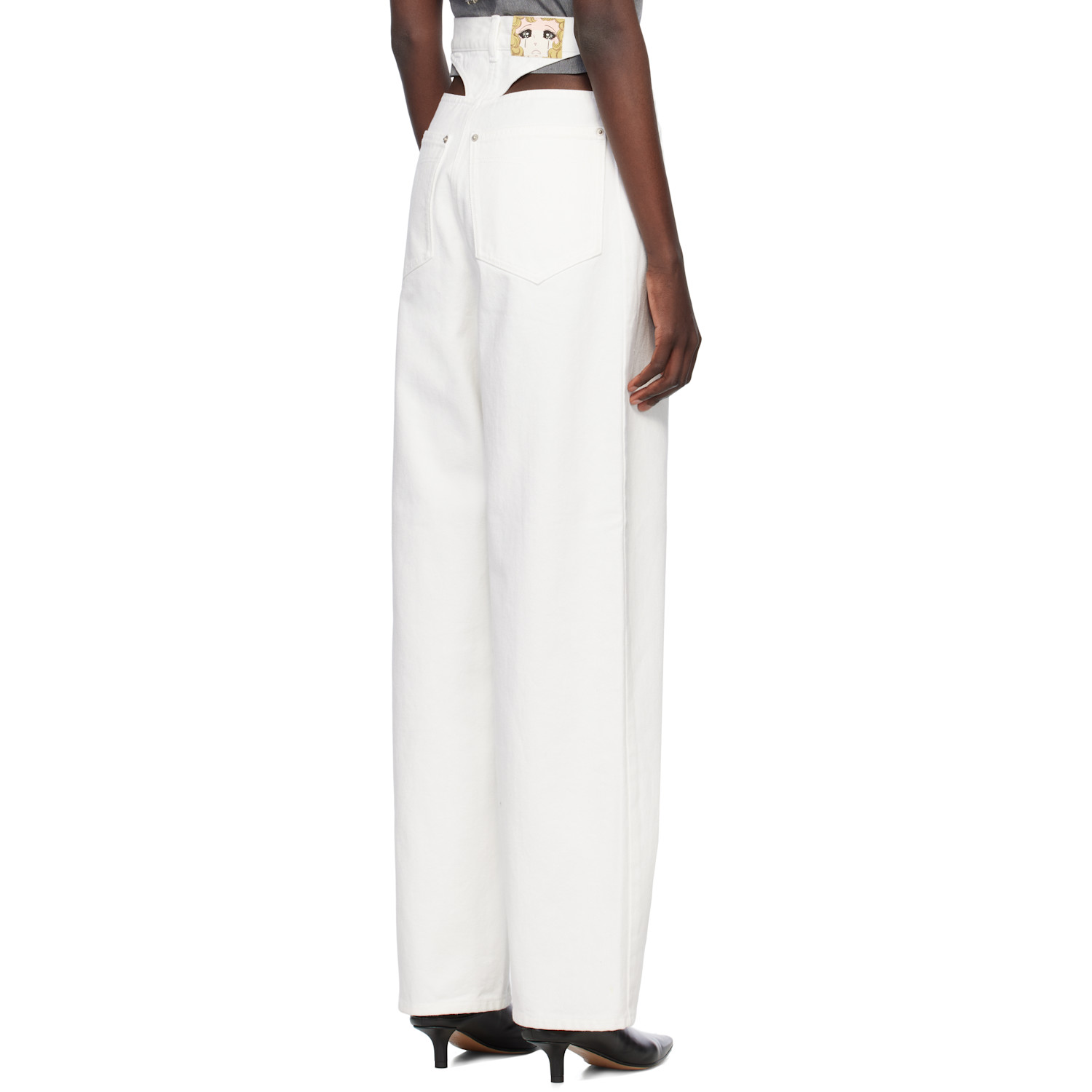  Pushbutton White Panty Cutout Jeans 
