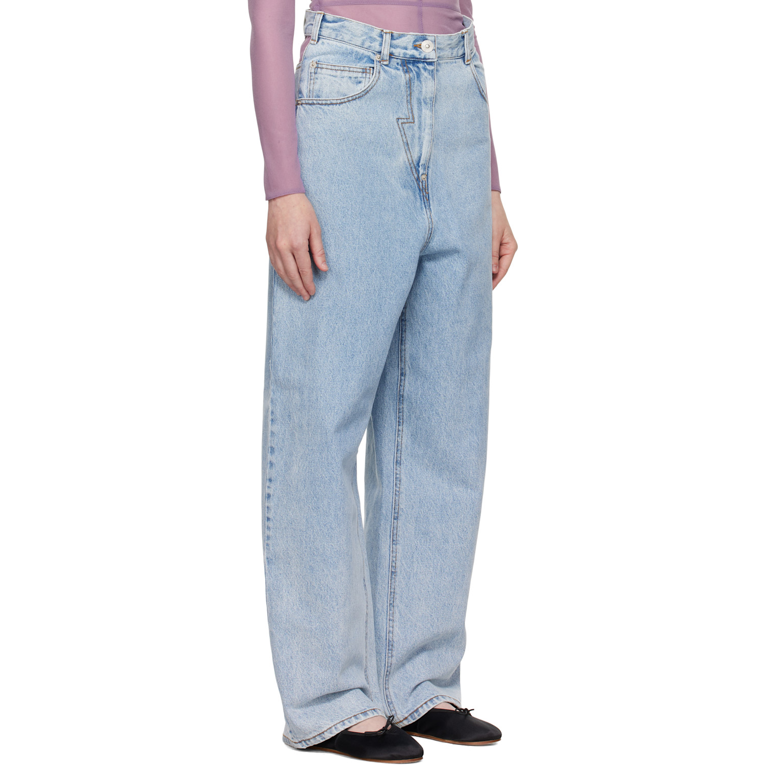 Pushbutton Blue Panty Cutout Jeans 