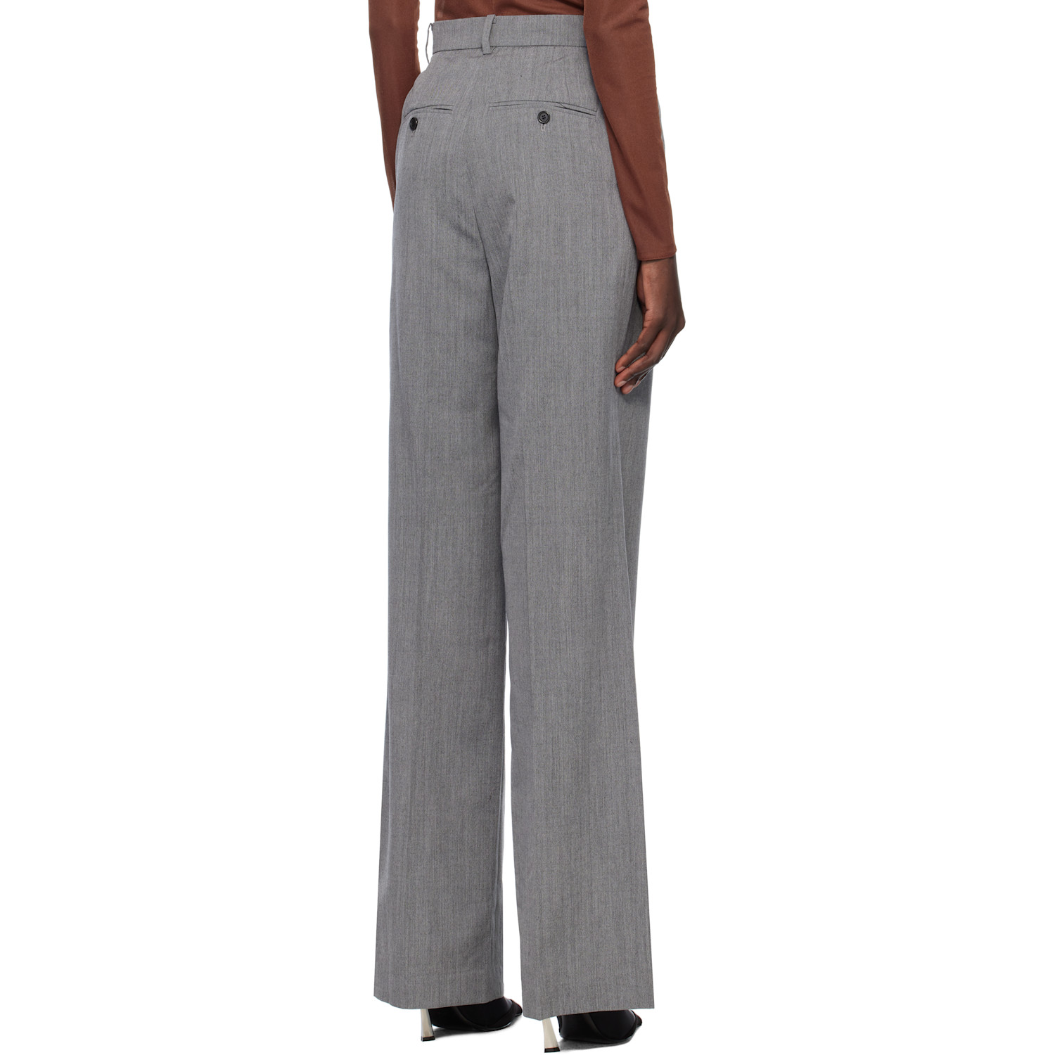  Pushbutton Gray Shoulder Puff Trousers 