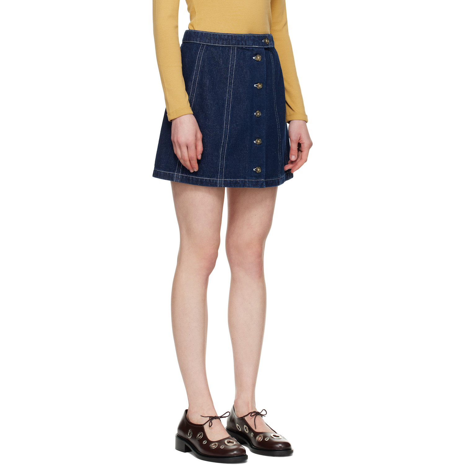  A.p.c. Navy Pipa Denim Miniskirt 