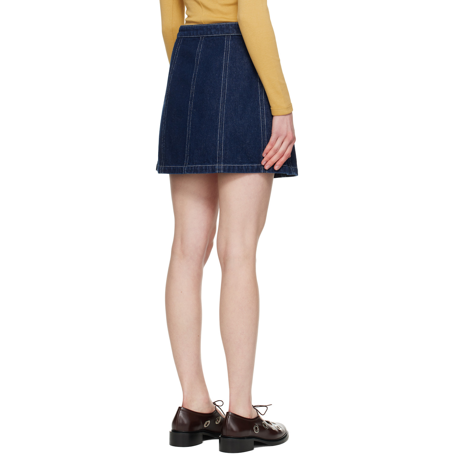  A.p.c. Navy Pipa Denim Miniskirt 