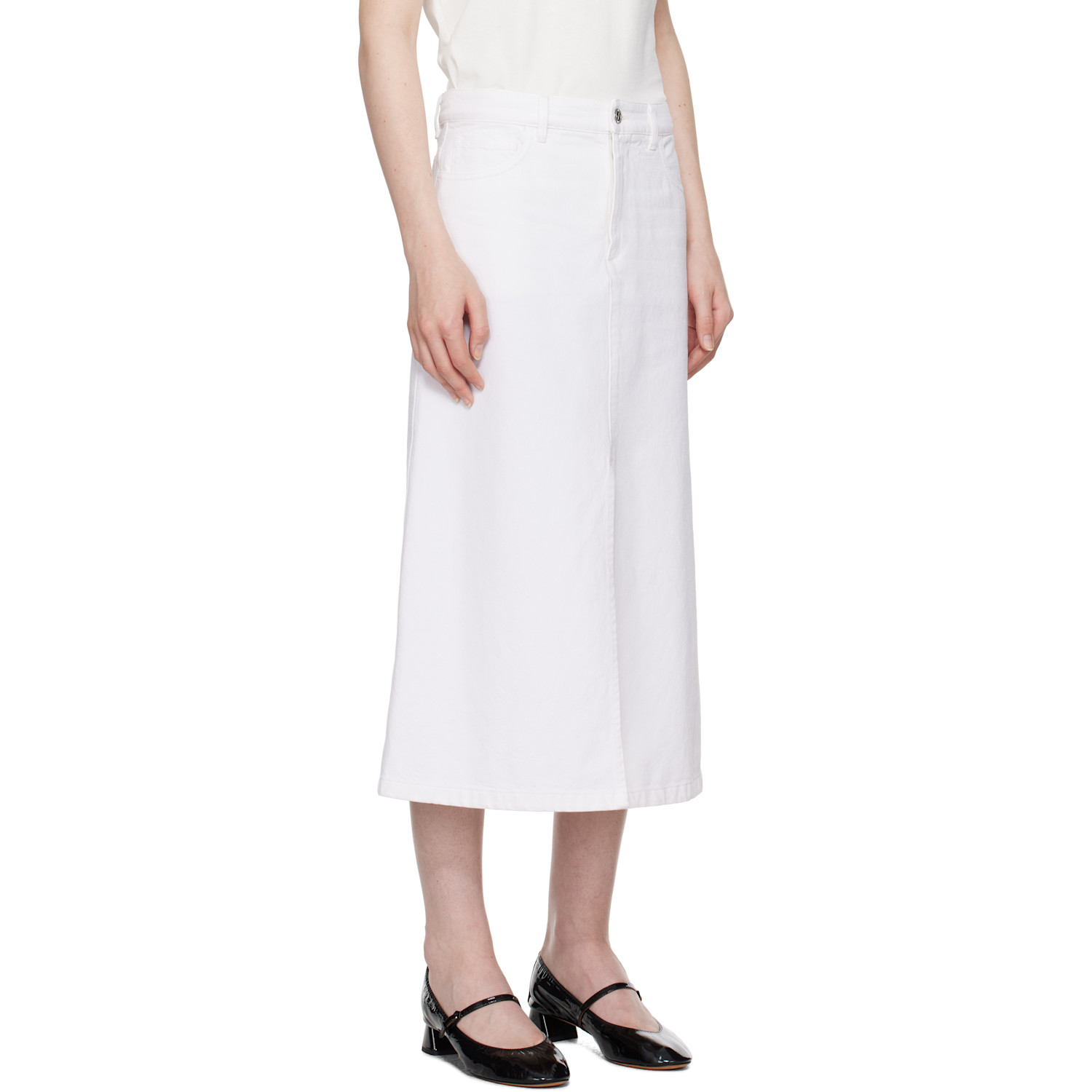  A.p.c. White Georgia Denim Midi Skirt 