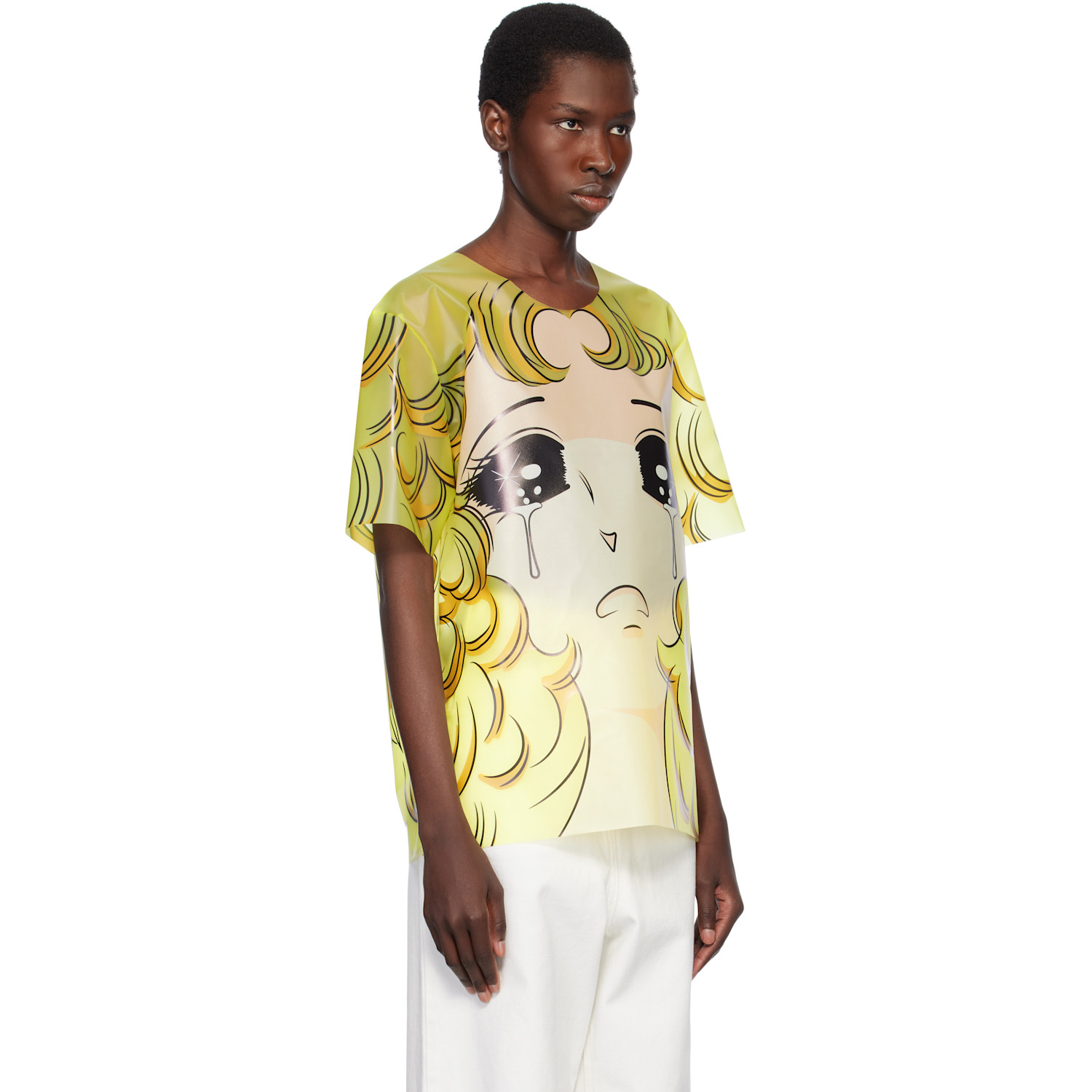  Pushbutton Yellow Crying Girl Oversized Vinyl T-shirt 