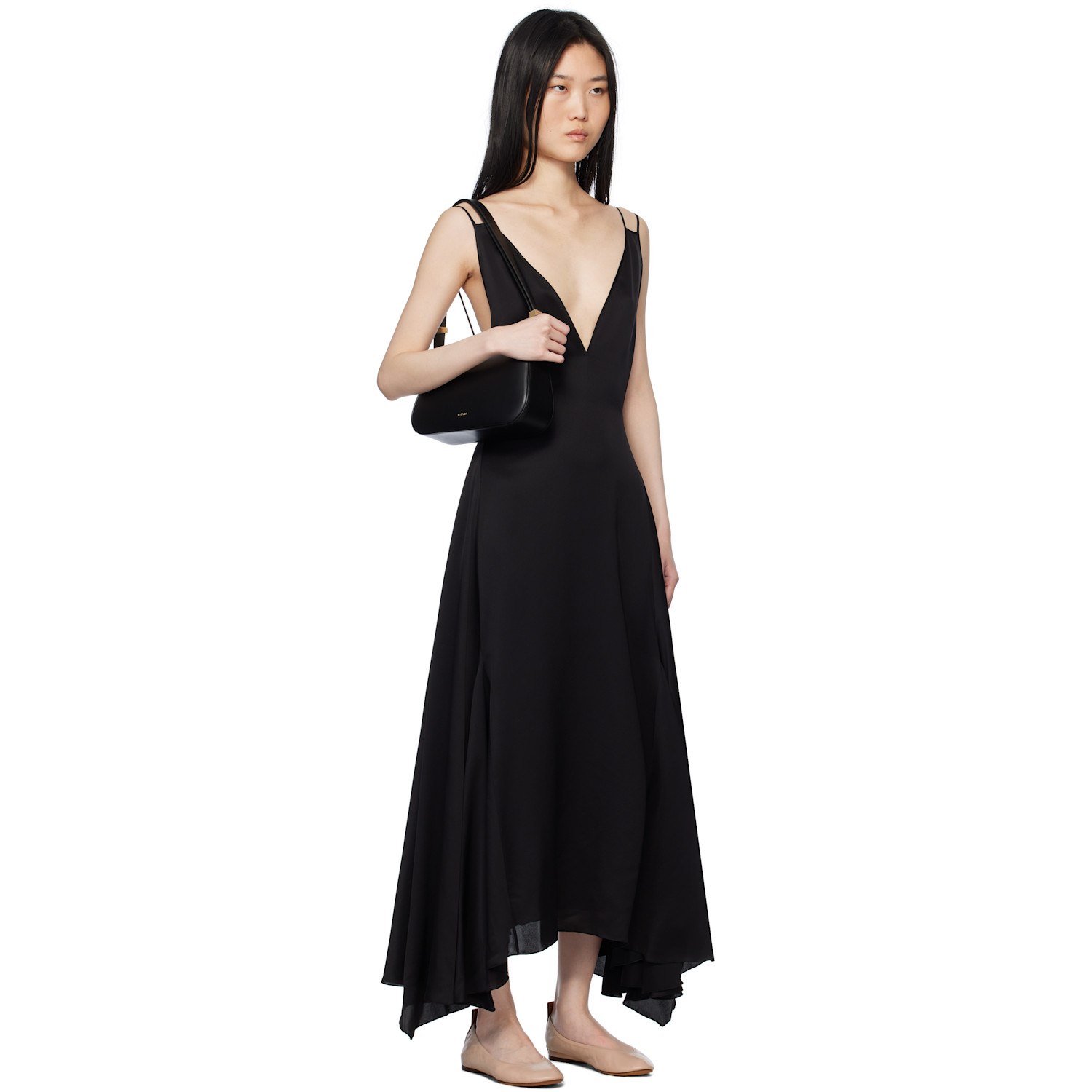  Lanvin Black Silk Bowling Midi Dress 