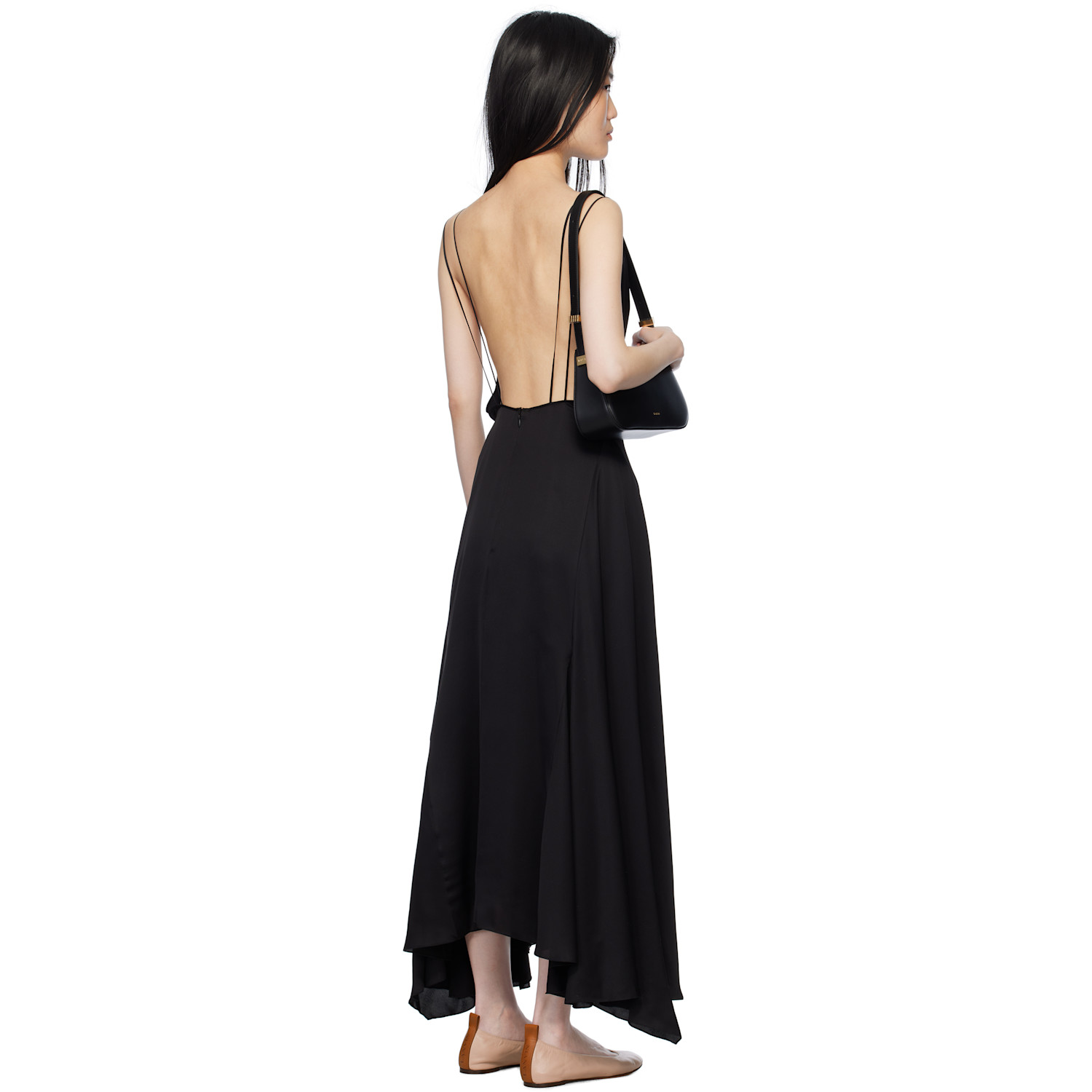  Lanvin Black Silk Bowling Midi Dress 