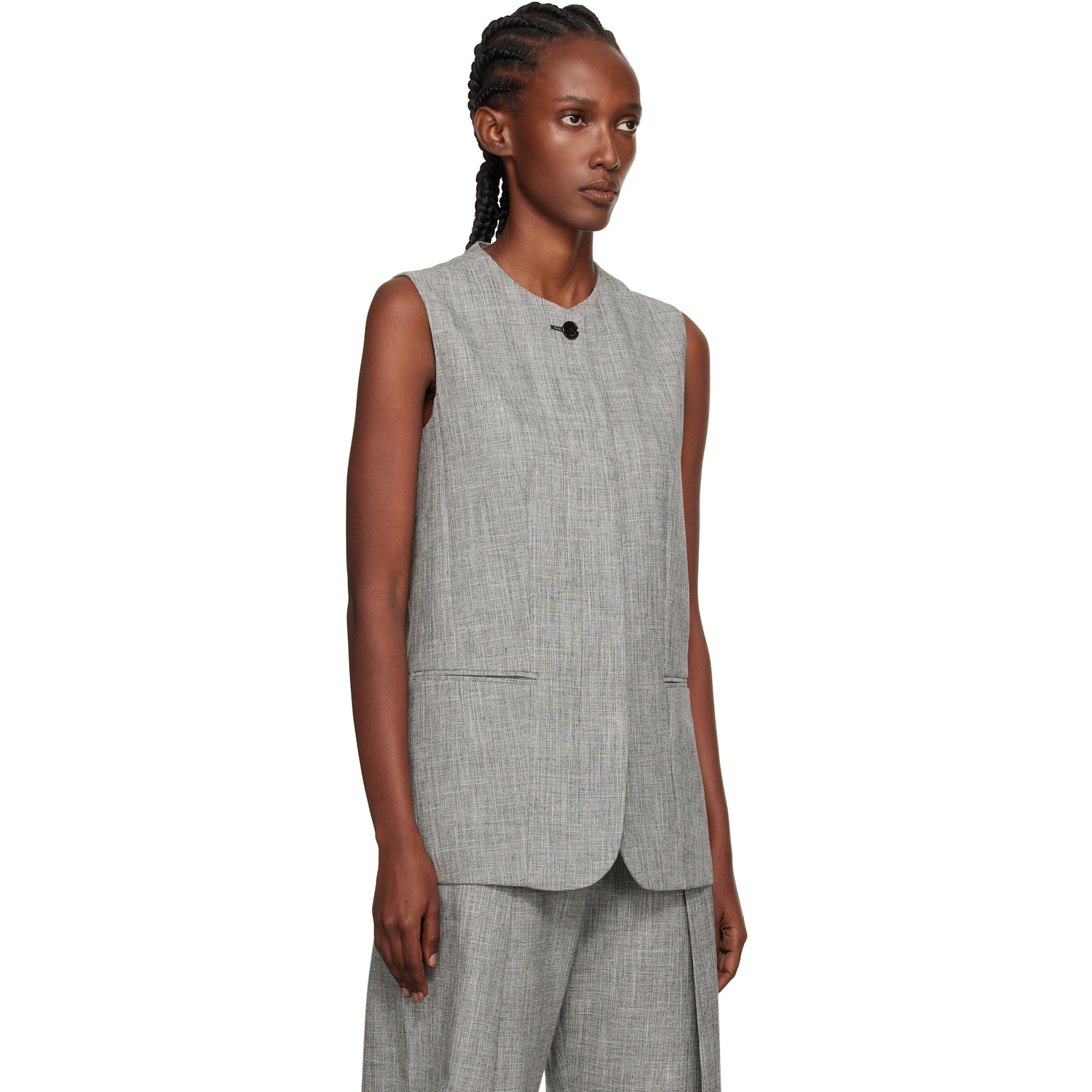  Lanvin Gray Button Vest 