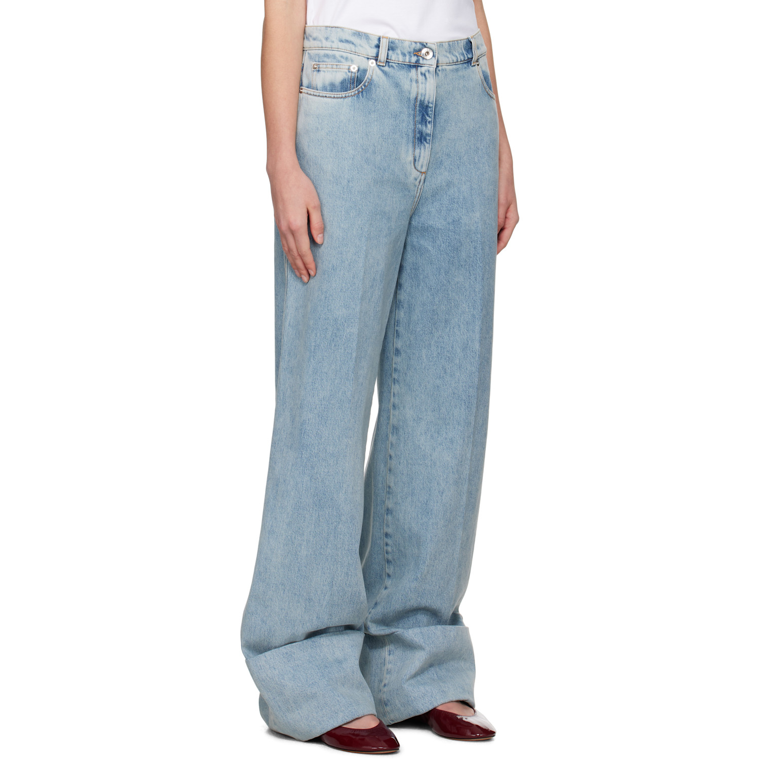  Lanvin Blue Wide-leg Cuffed Jeans 