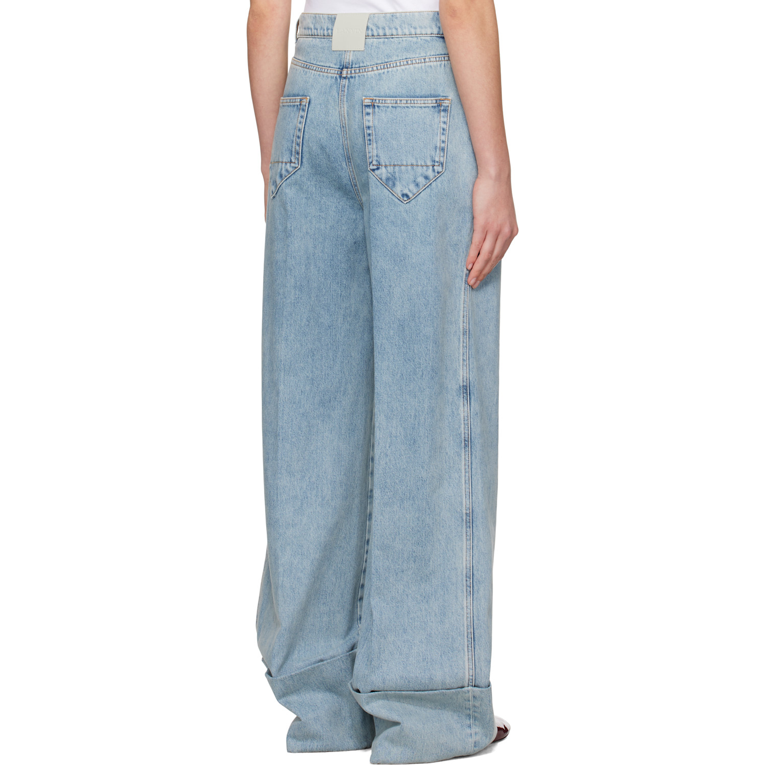  Lanvin Blue Wide-leg Cuffed Jeans 