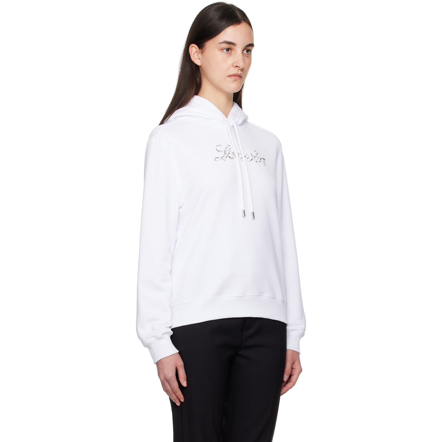  Lanvin White 'lanvin' Bead Embroidered Hoodie 