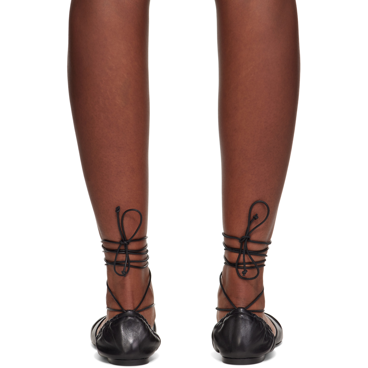 Lanvin Black Mesure Lace-up Leather Ballerina Flats 